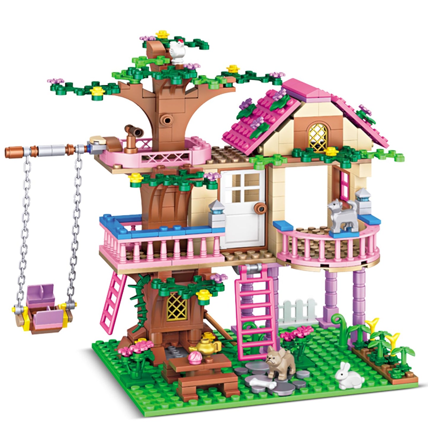 HSANHE Tree House Building Set – 504-Piece Forest Kit for Kids 6-12