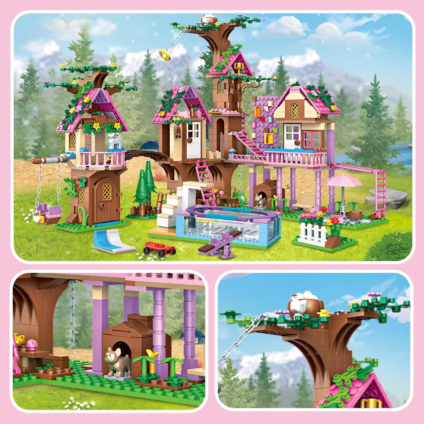 HSANHE Tree House Building Set — 1050-Piece Forest House Kit, Lego Friends Compatible (Ages 6-12)