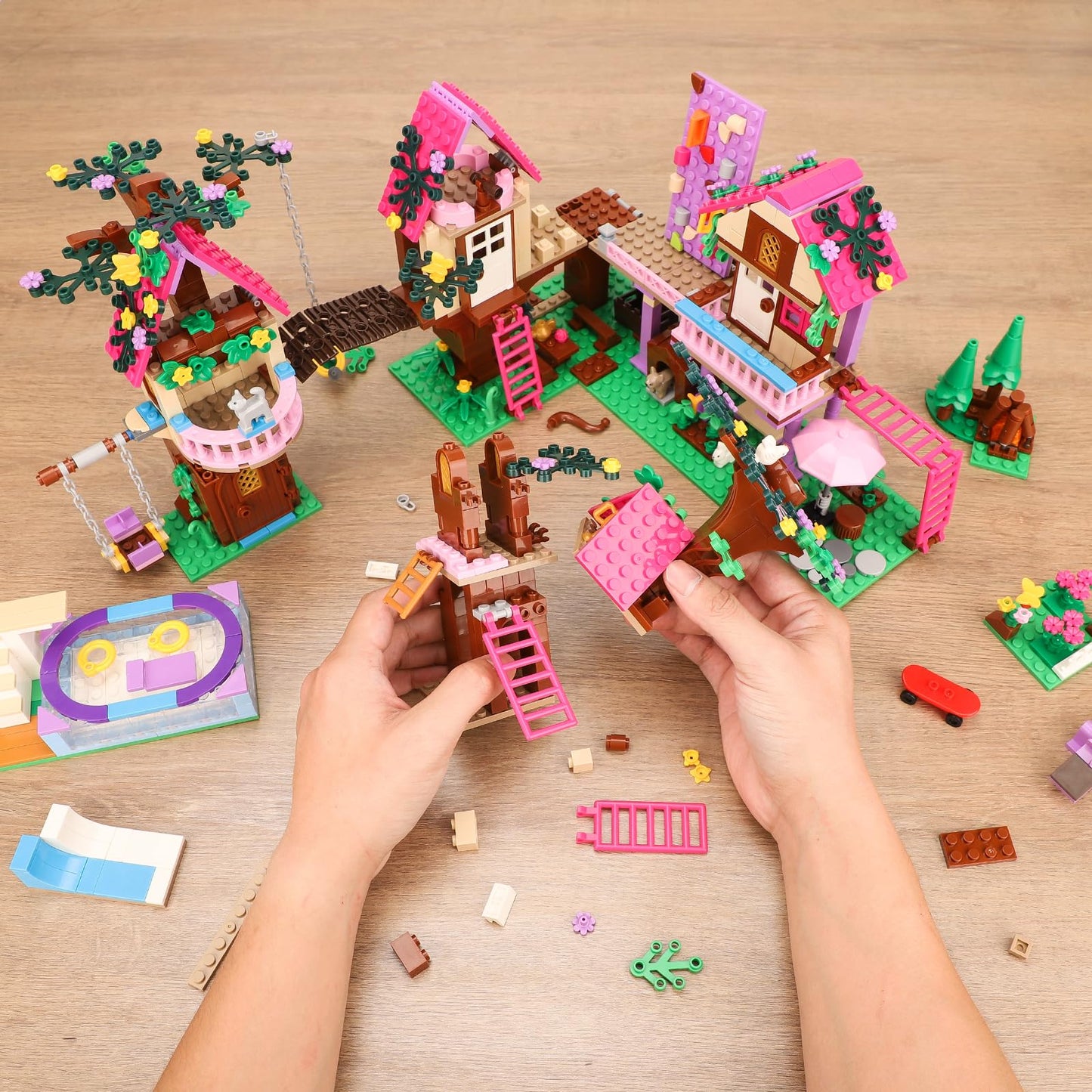 HSANHE Tree House Building Set — 1050-Piece Forest House Kit, Lego Friends Compatible (Ages 6-12)