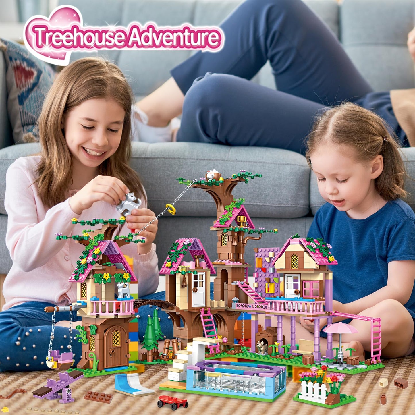 HSANHE Tree House Building Set — 1050-Piece Forest House Kit, Lego Friends Compatible (Ages 6-12)