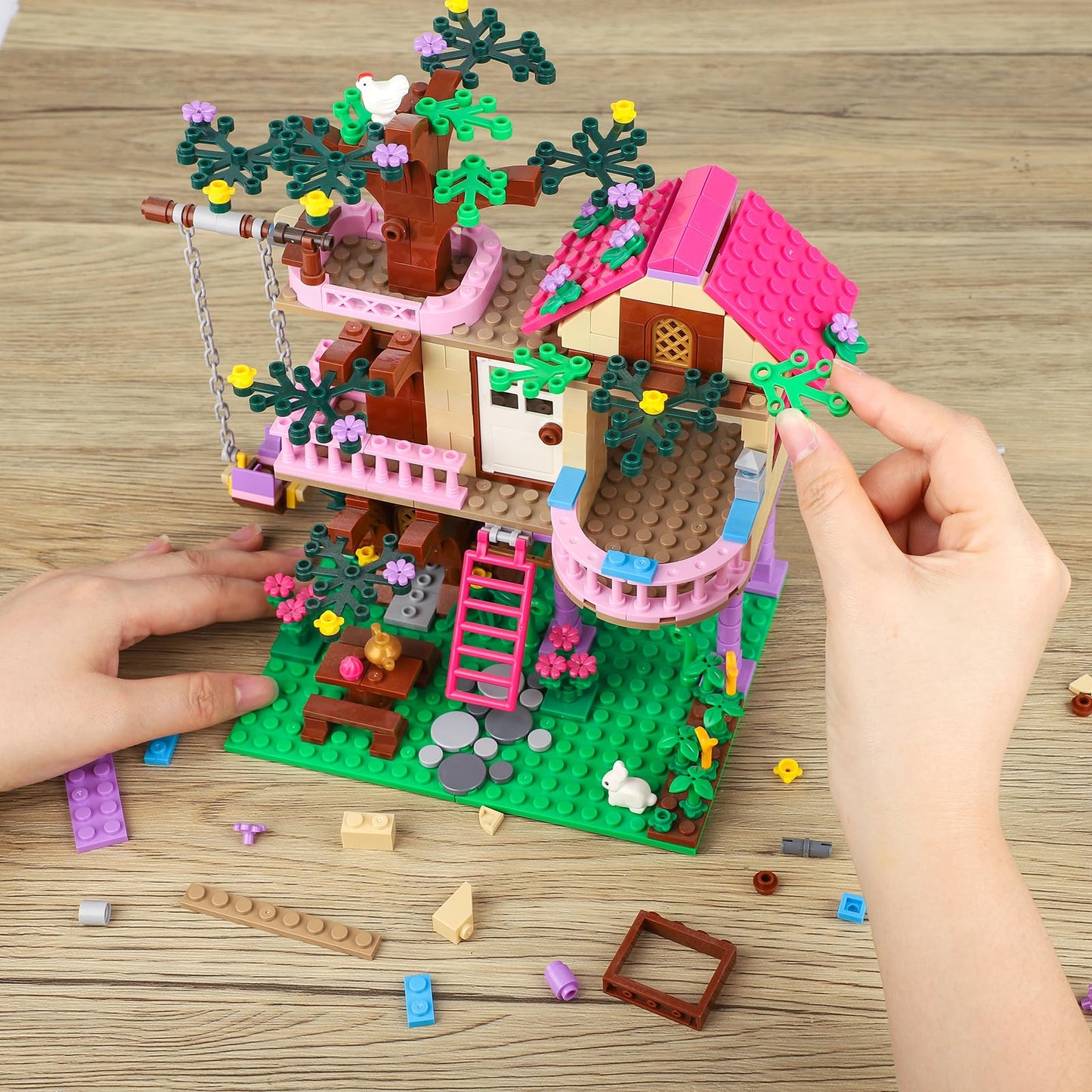HSANHE Tree House Building Set – 504-Piece Forest Kit for Kids 6-12