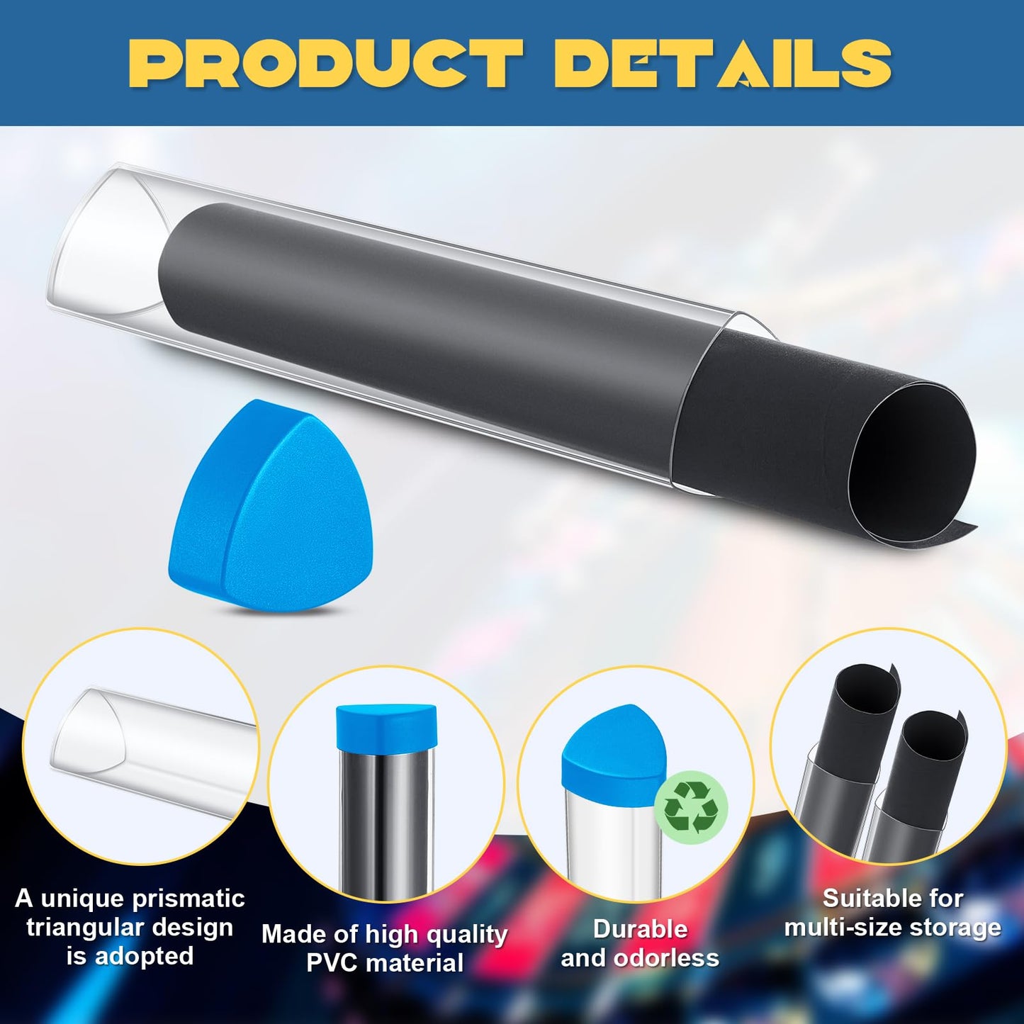 Hsei 8-Pcs Prism Playmat Tubes – 15-Inch Storage for Mats & Posters