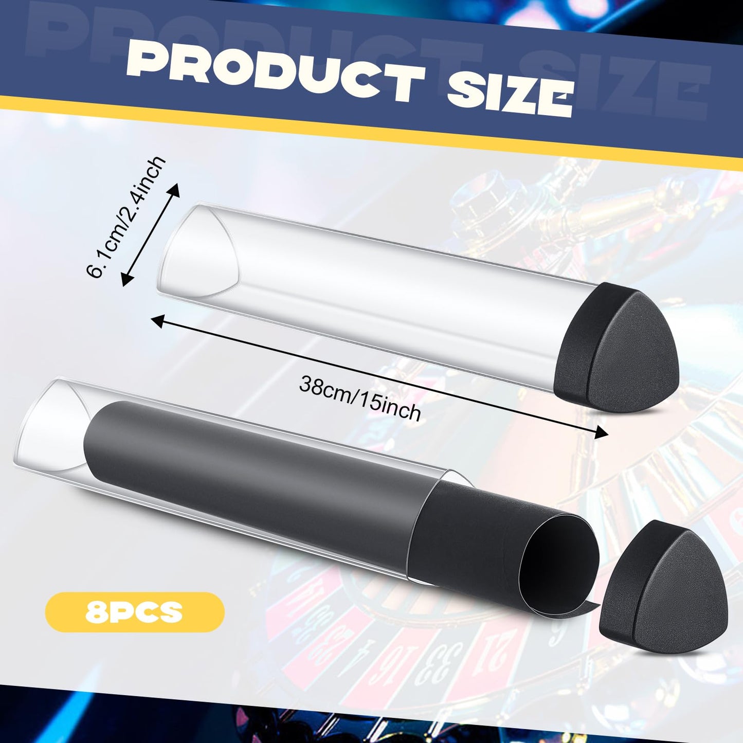 Hsei 8-Pcs Prism Playmat Tube — 15-Inch Poster Holder, Card Storage, Won't Roll Off Surfaces
