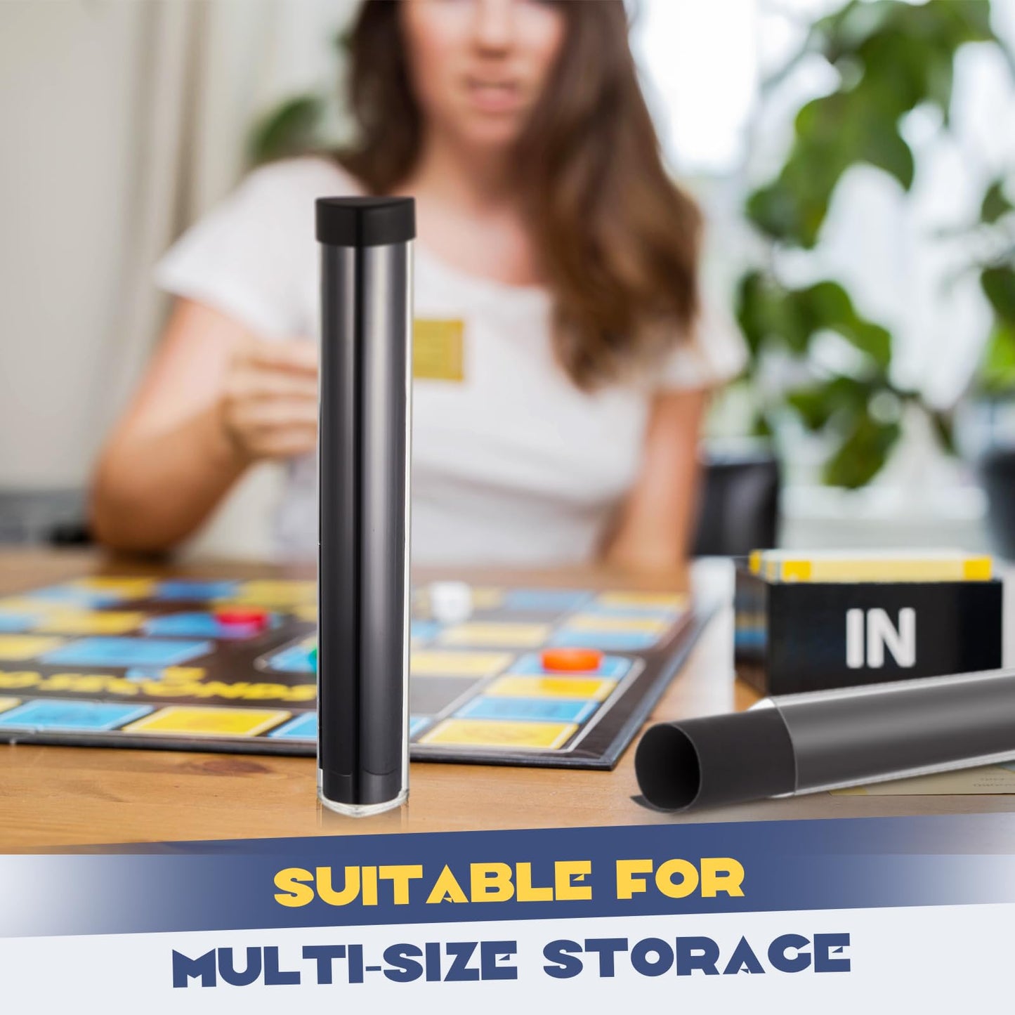 Hsei 8-Pcs Prism Playmat Tube — 15-Inch Poster Holder, Card Storage, Won't Roll Off Surfaces