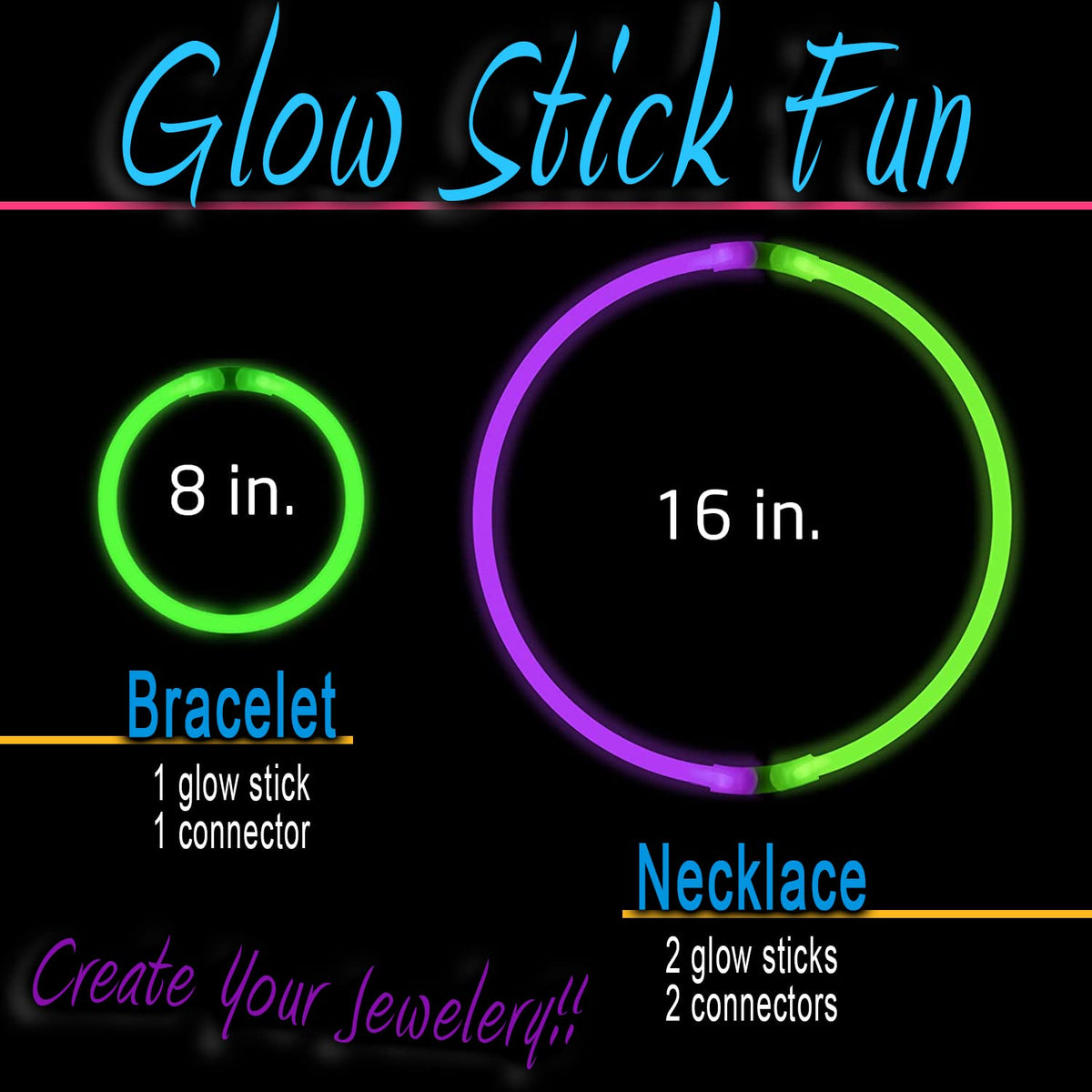 HSGUS 248 PCS Glow Sticks Party Pack – 100 x 8-Inch Sticks + 6 Glow Wands