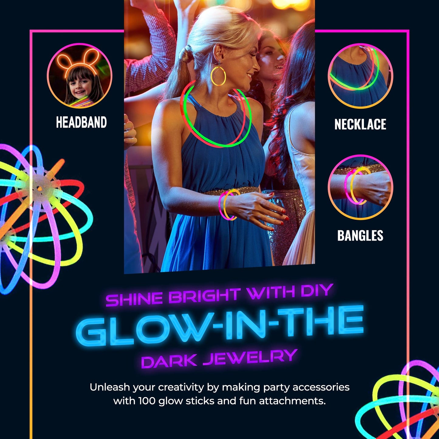 HSGUS 240 Glow Sticks Pack – Neon Party Favors & Glow Accessories