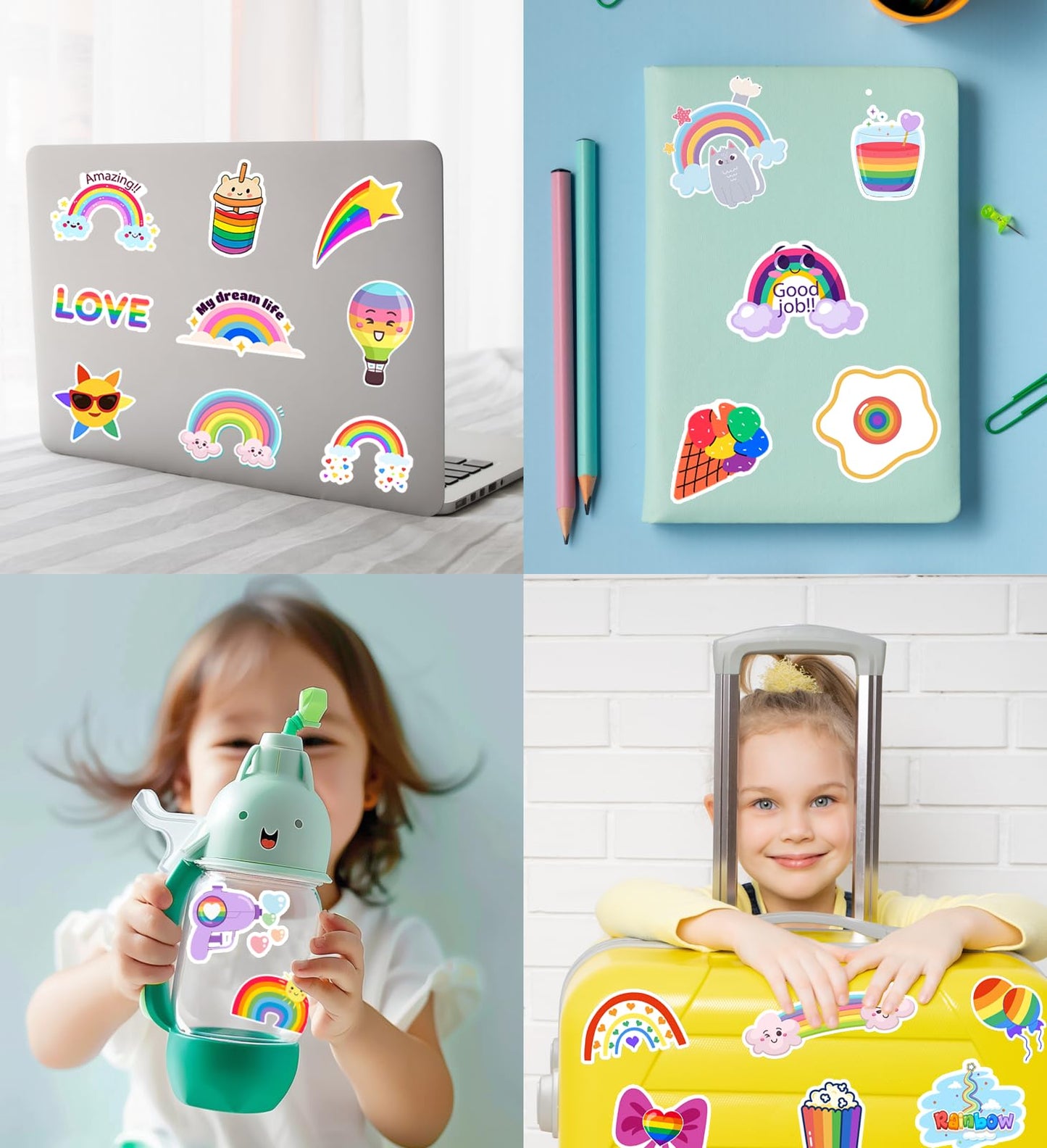 HSHFAMIIY Rainbow Sticker Pack – 100 Waterproof Vinyl Stickers for Kids & Teens
