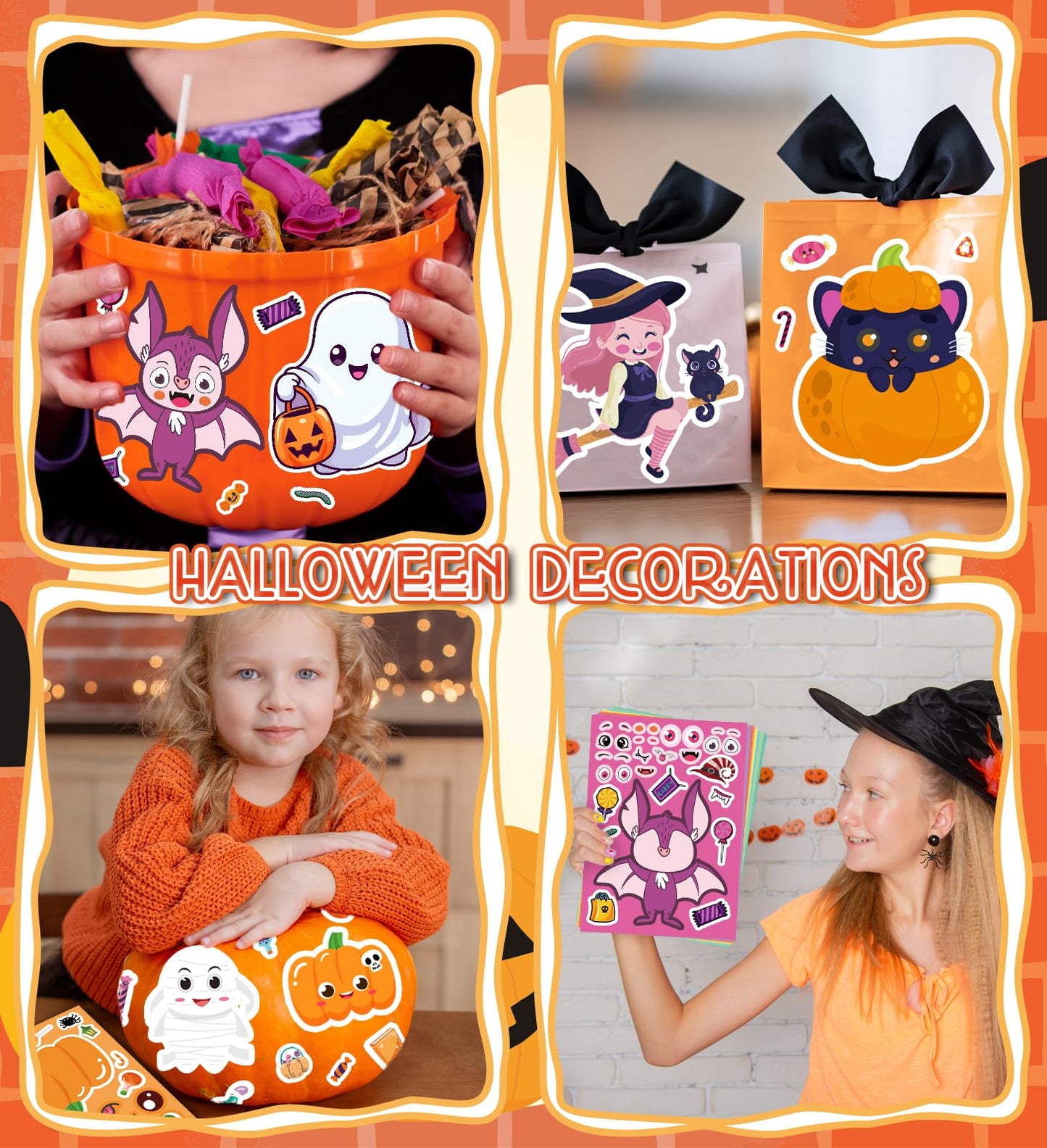 HSHFAMIIY Halloween Party Favors – DIY Sticker Crafts (24 Sheets)