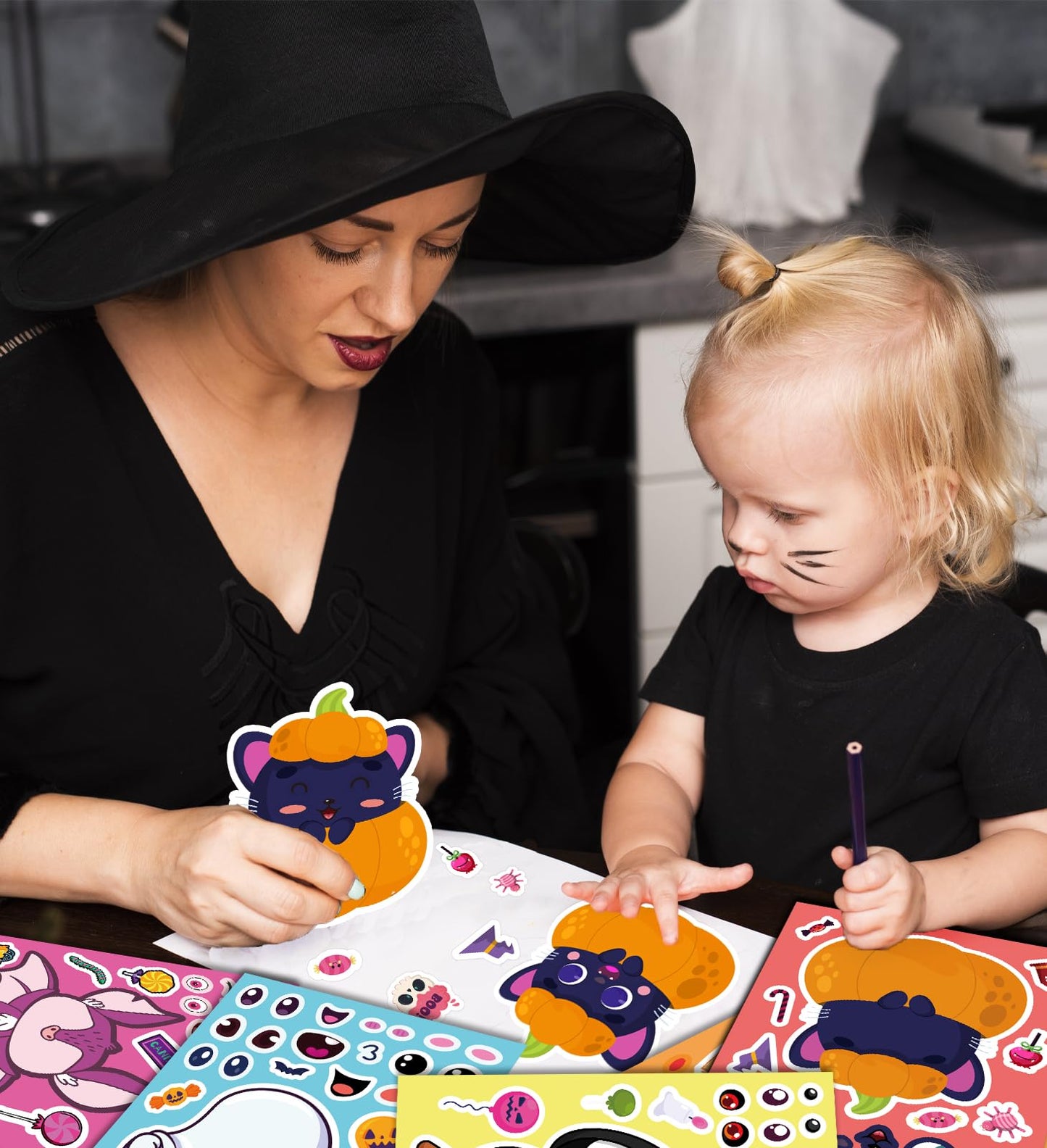 HSHFAMIIY Halloween Party Favors – DIY Sticker Crafts (24 Sheets)