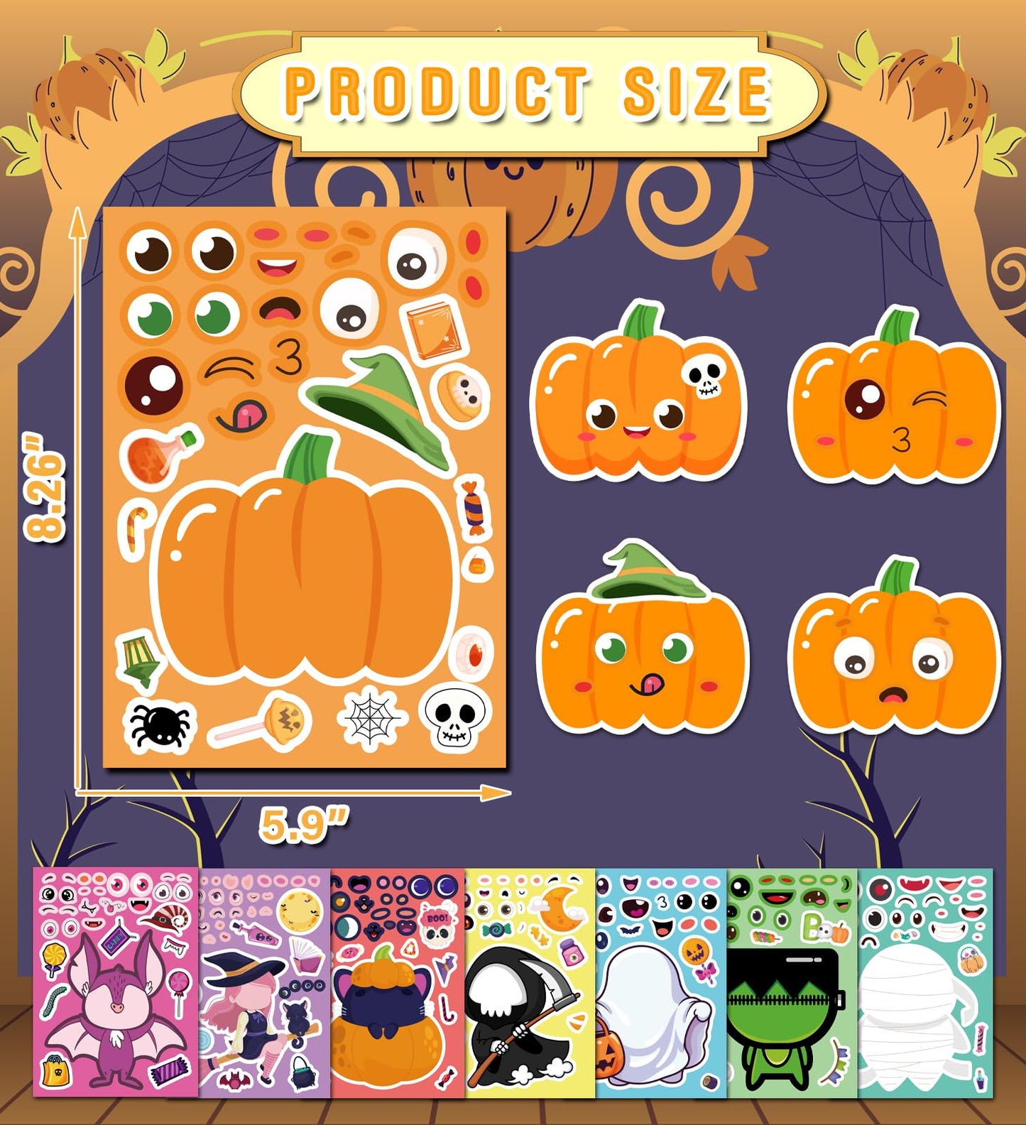 HSHFAMIIY Halloween Party Favors – DIY Sticker Crafts (24 Sheets)