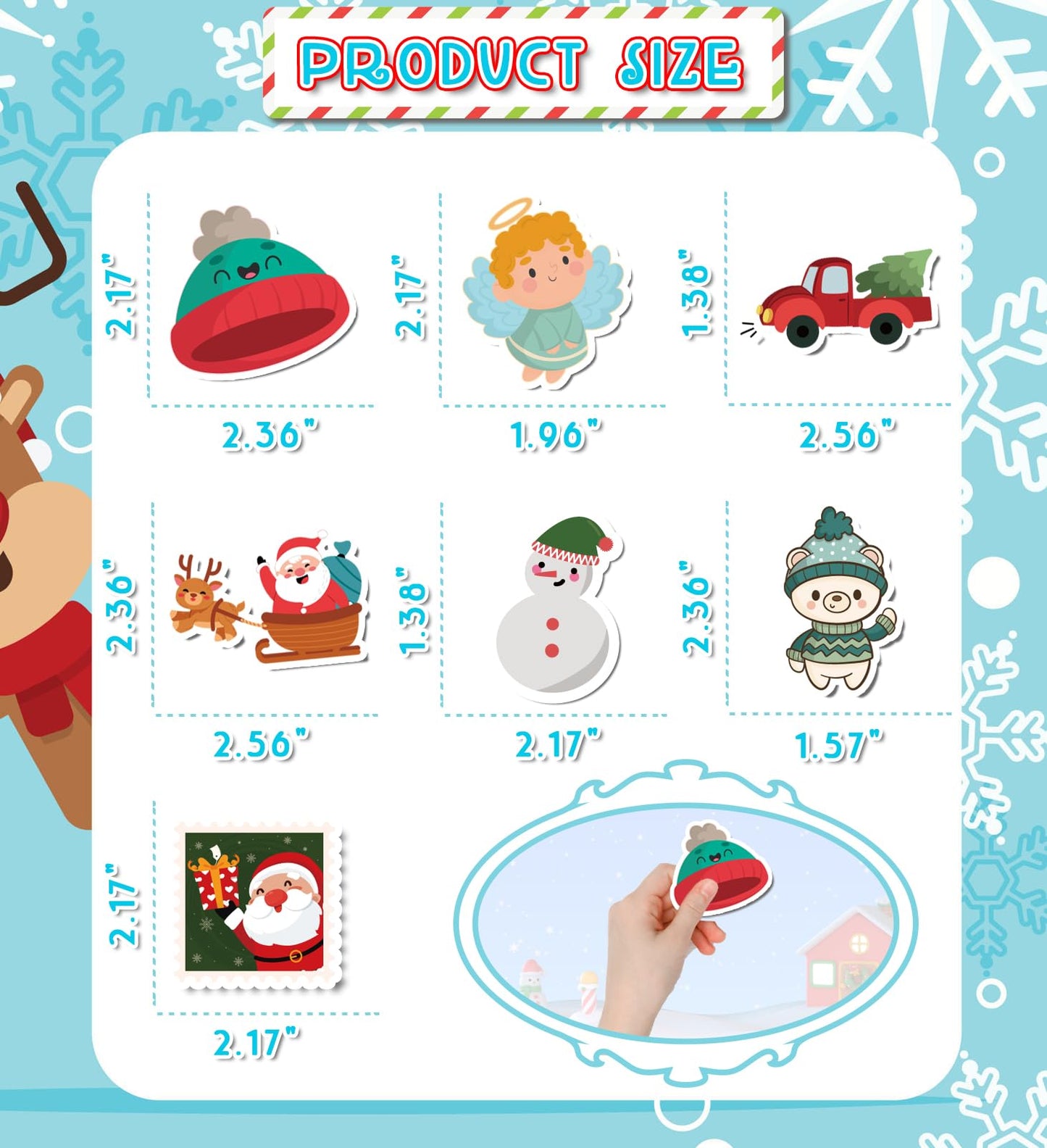 HSHFAMIIY 100Pcs Christmas Stickers for Kids – Stocking Stuffers & Crafts