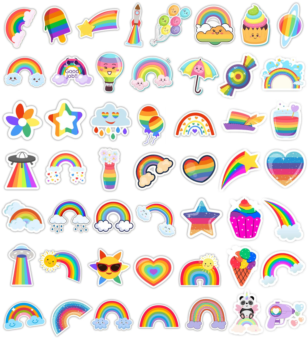 HSHFAMIIY Rainbow Sticker Pack – 100 Waterproof Vinyl Stickers for Kids & Teens