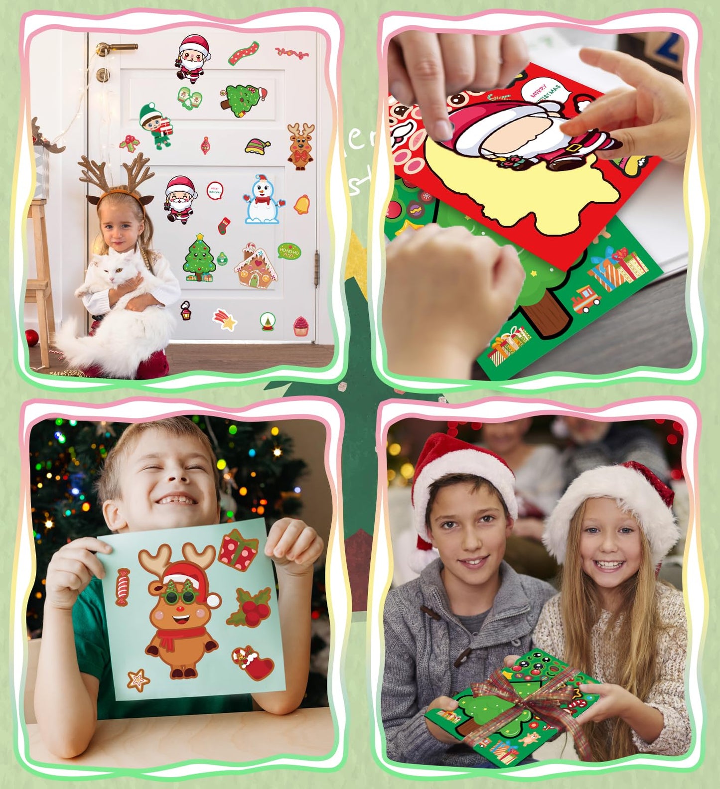 HSHFAMIIY Christmas Stickers – DIY Holiday Crafts & Decorations (24 Sheets)