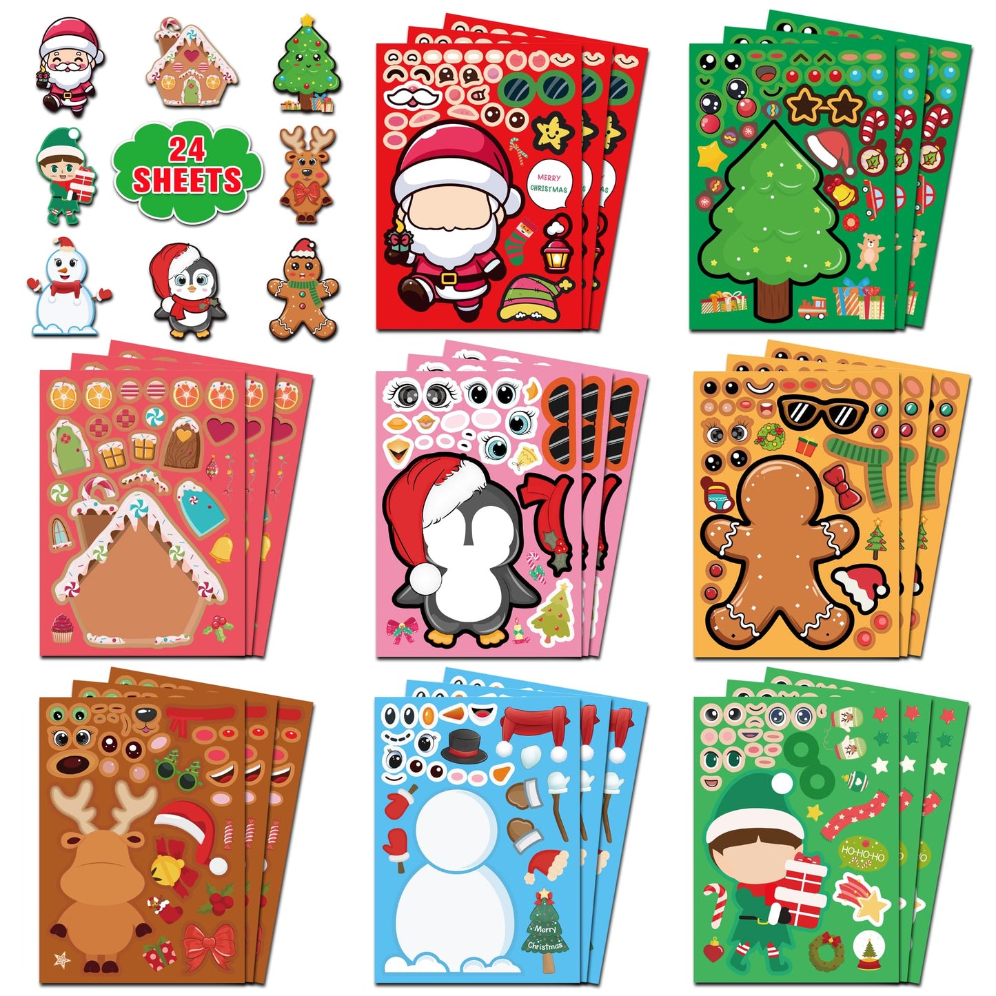 HSHFAMIIY Christmas Stickers – DIY Holiday Crafts & Decorations (24 Sheets)