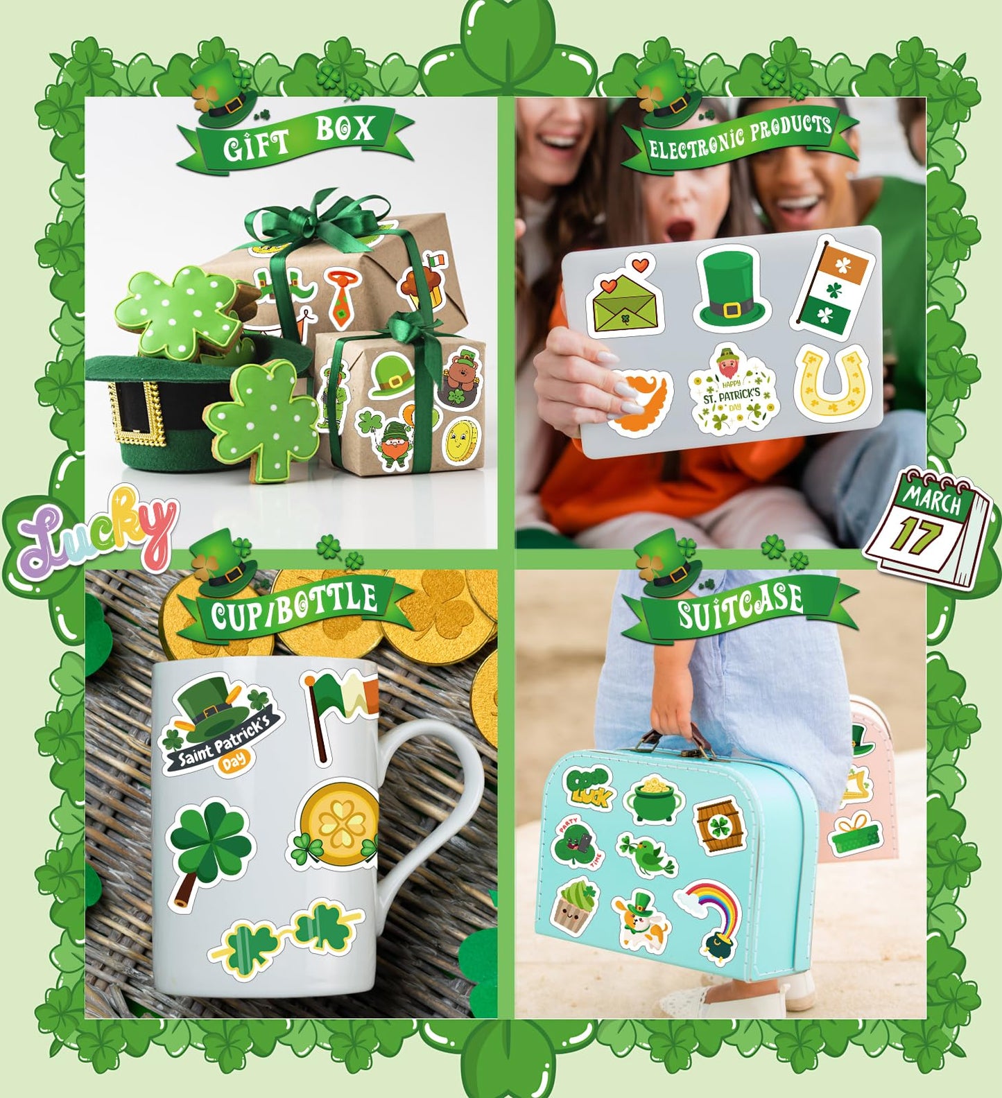St Patrick's Day Stickers for Kids | 100 Festive Designs | HSHFAMIIY