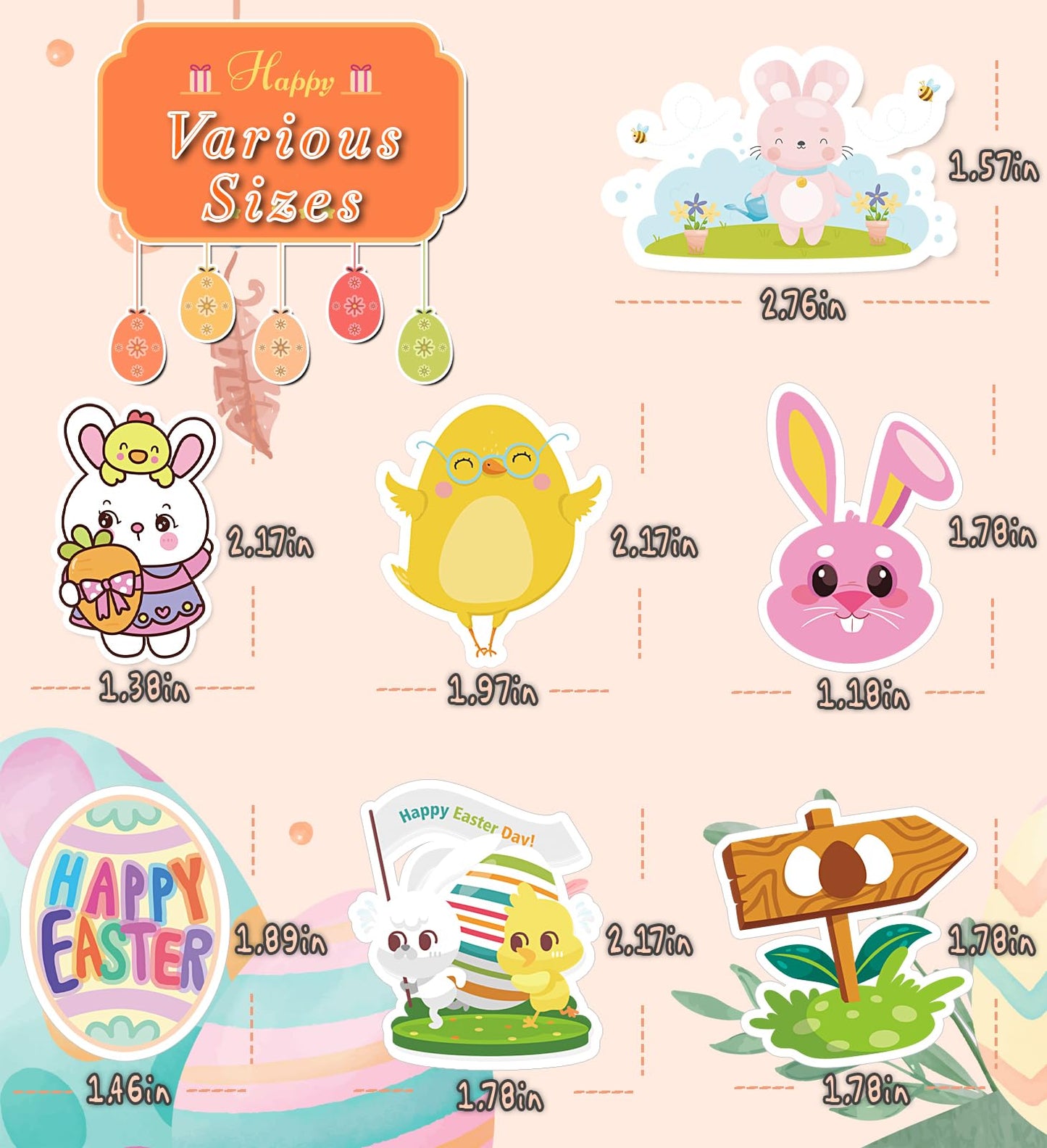 100 Pcs Easter Sticker Pack – Cute Bunny & Egg Designs for DIY Crafts | HSHFAMIIY