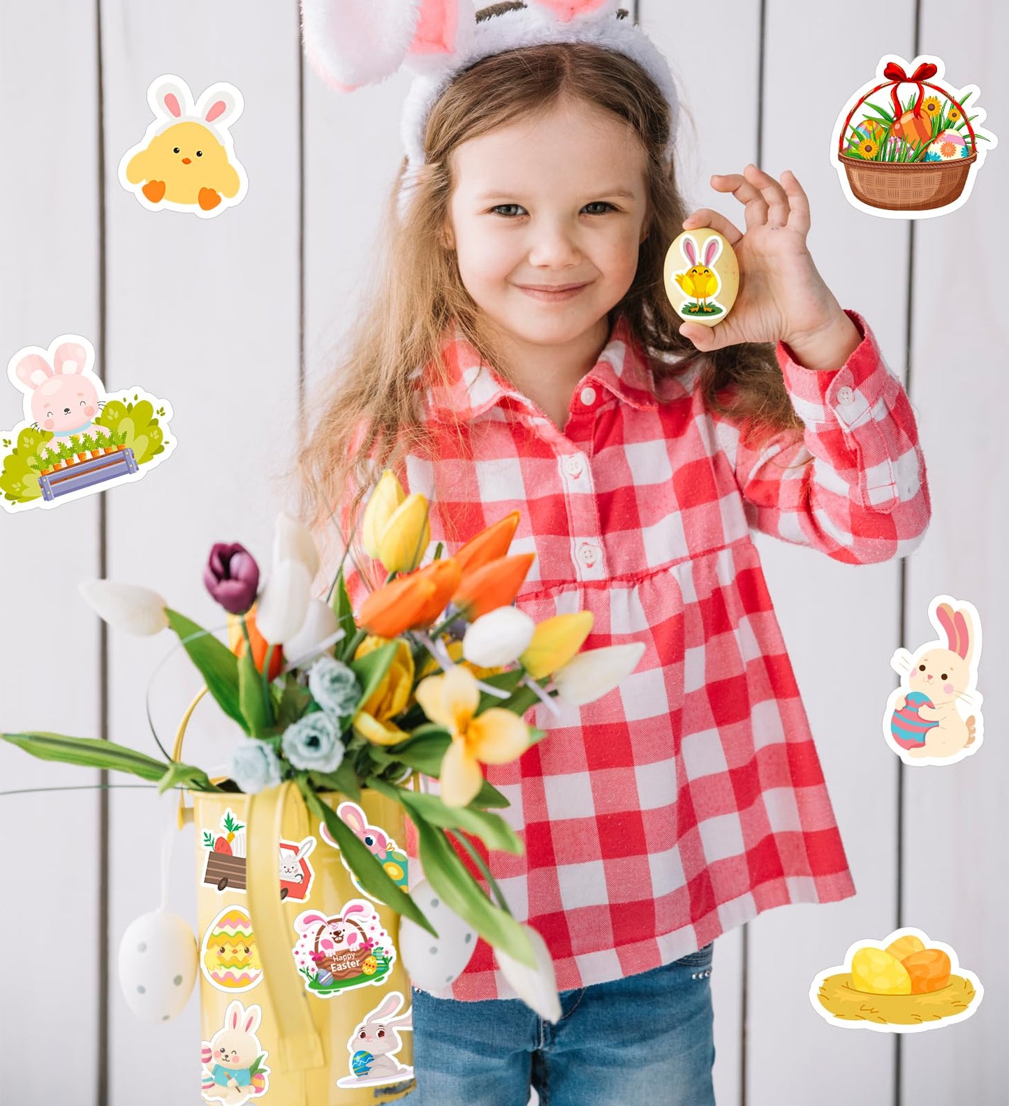 100 Pcs Easter Sticker Pack – Cute Bunny & Egg Designs for DIY Crafts | HSHFAMIIY