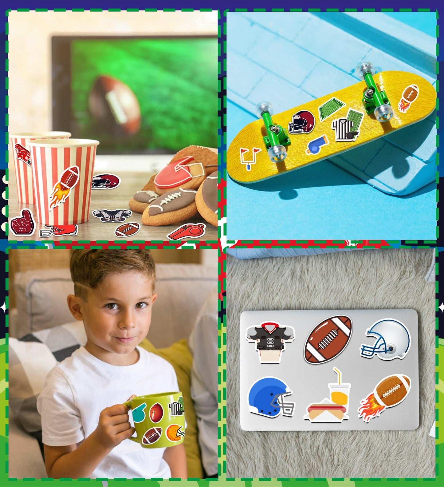 HSHFAMIIY Football Stickers for Kids – 100 Waterproof Vinyl Decals for Parties & Gifts