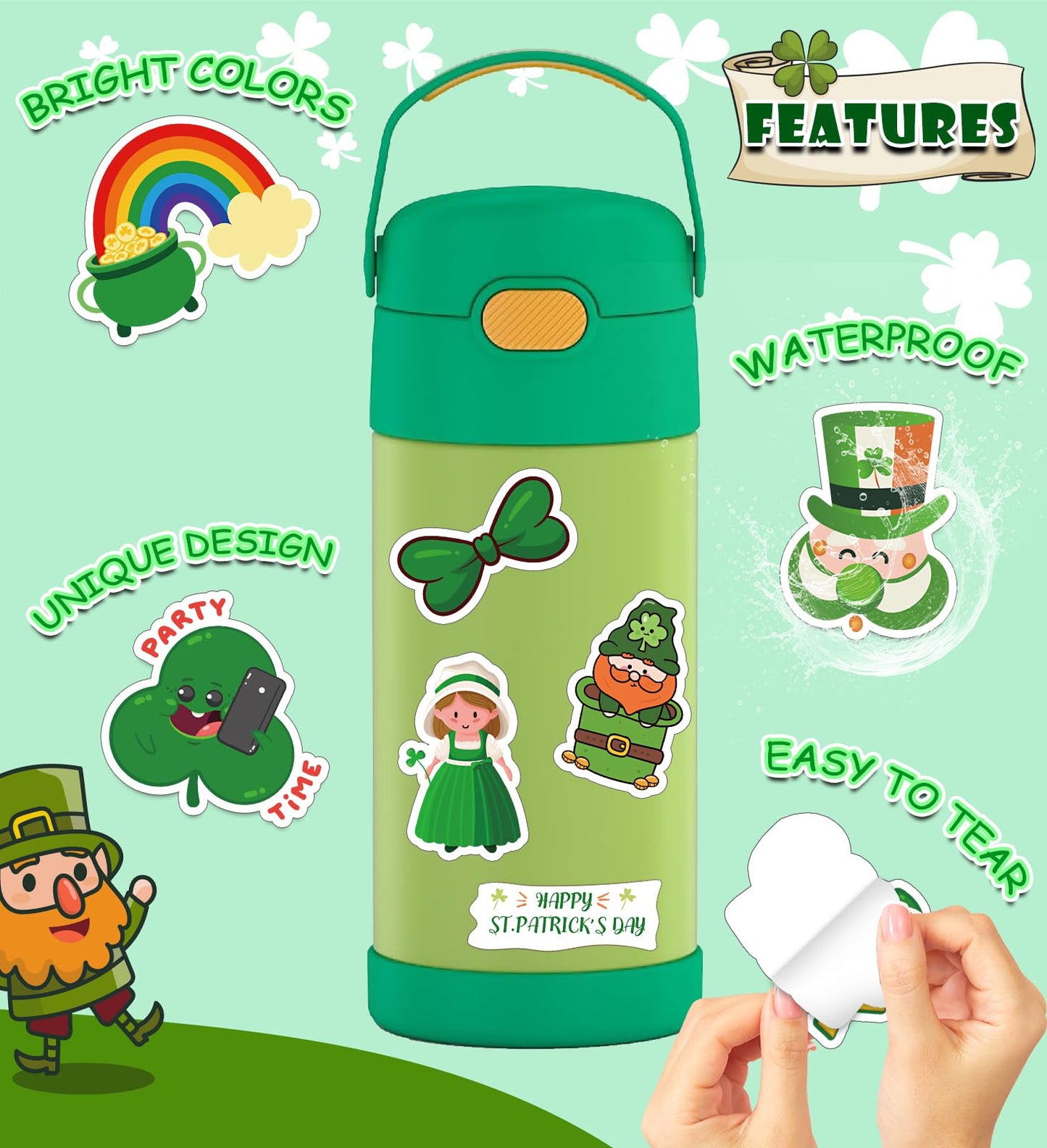 St Patrick's Day Stickers for Kids | 100 Festive Designs | HSHFAMIIY
