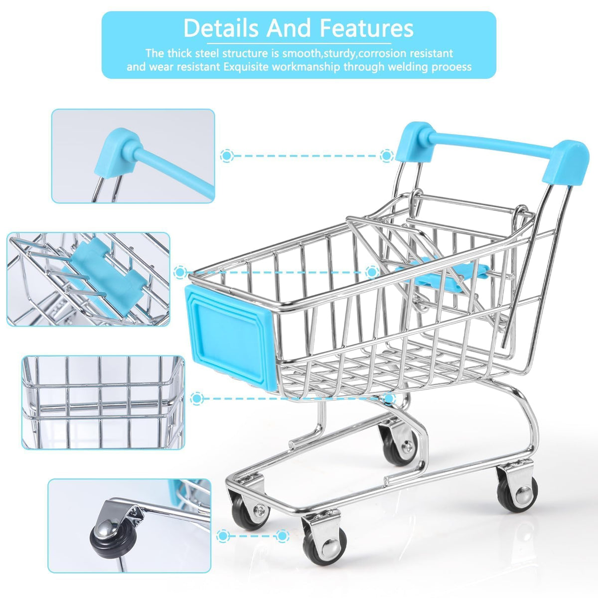 HSJH 134pcs Mini Shopping Cart Set – Dollhouse Grocery & Accessories