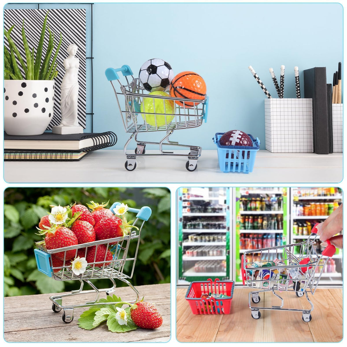 HSJH 134pcs Mini Shopping Cart Set – Dollhouse Grocery & Accessories