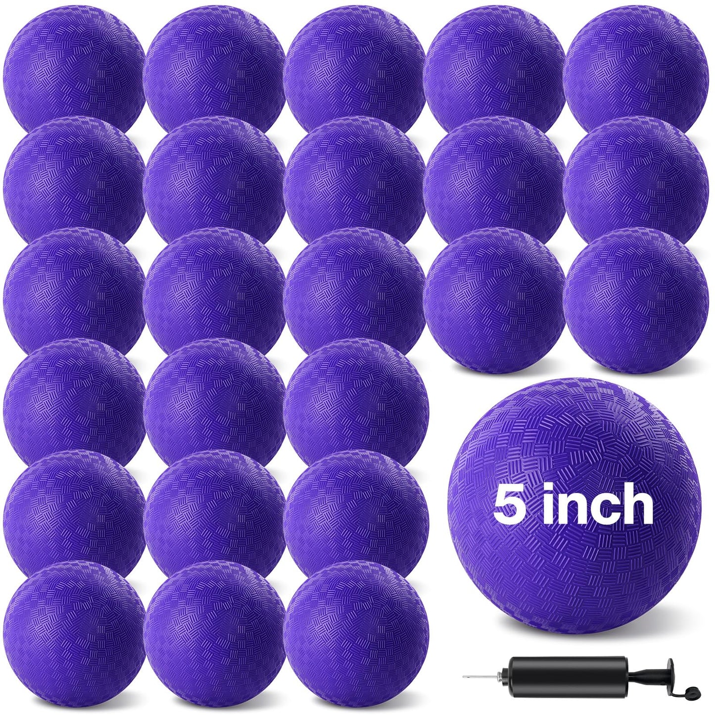 HSLCGF 24 Pcs Dodgeballs - 5 Inch Purple Playground Balls with Pump for Outdoor Play
