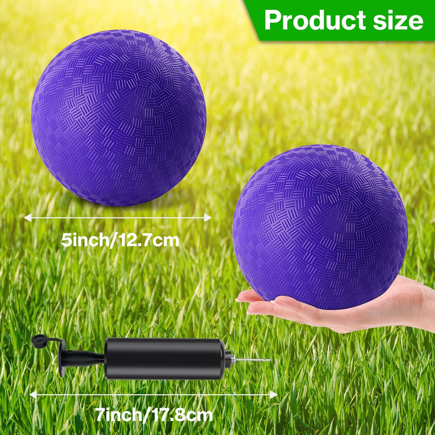 HSLCGF 24 Pcs Dodgeballs - 5 Inch Purple Playground Balls with Pump for Outdoor Play
