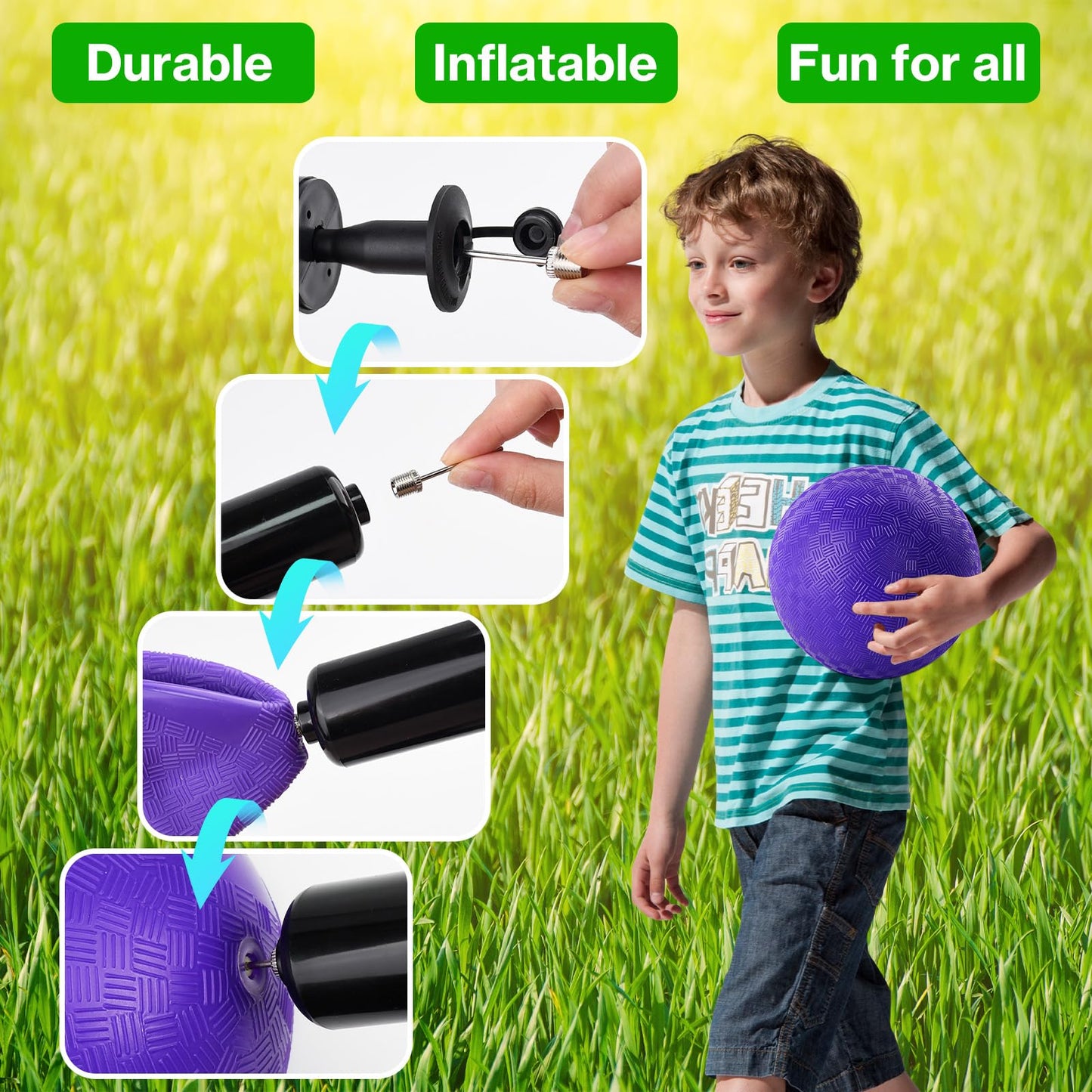 HSLCGF 24 Pcs Dodgeballs - 5 Inch Purple Playground Balls with Pump for Outdoor Play