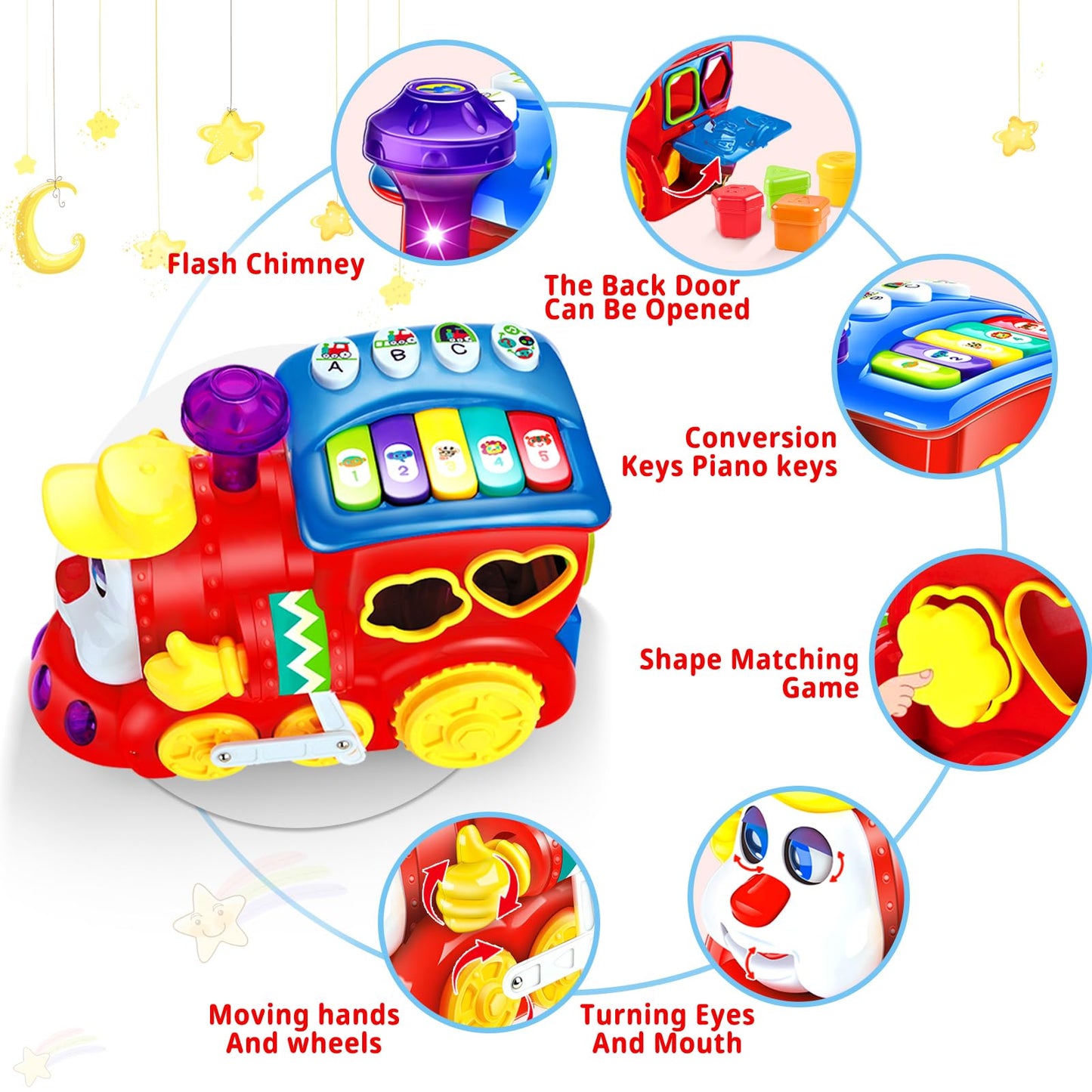 HSNEOI Musical Train Baby Toy – Learning Blocks, Lights & Music for 6–18 Months