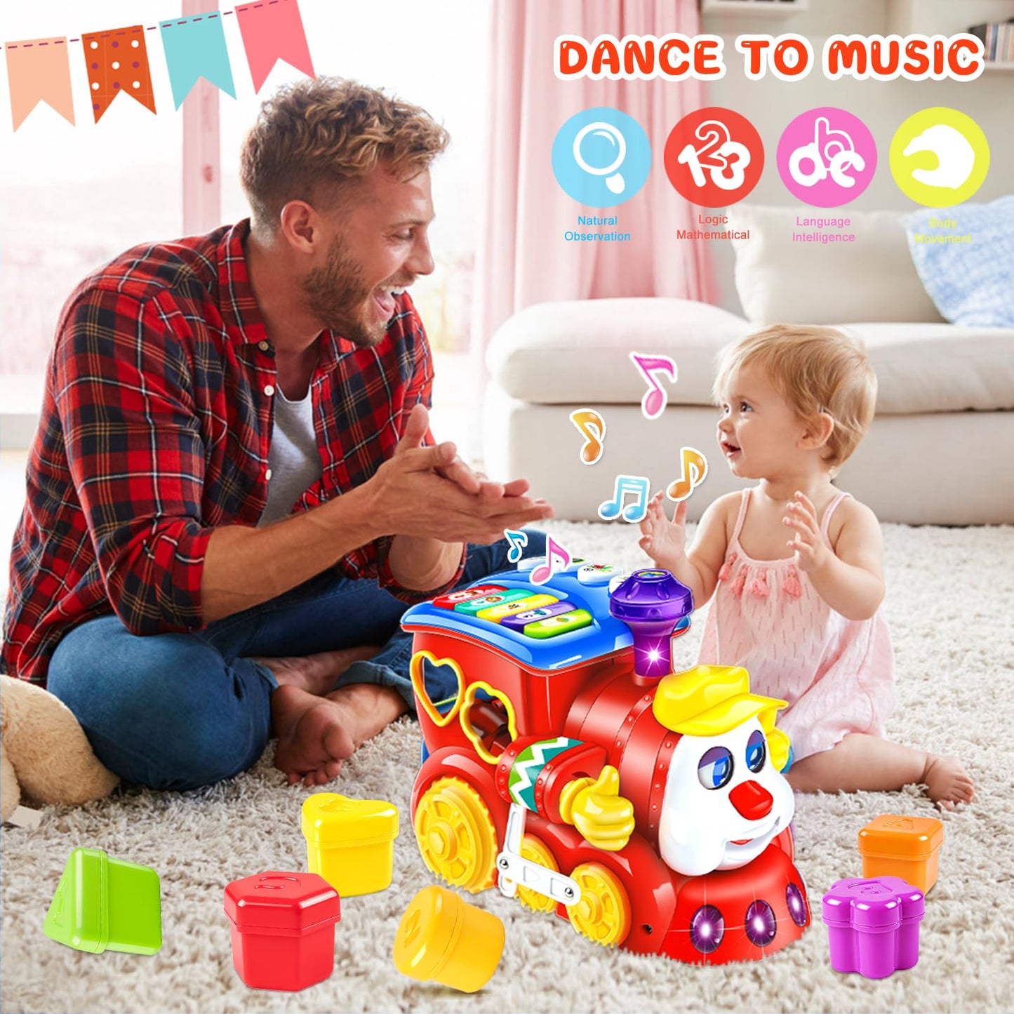 HSNEOI Musical Train Baby Toy – Learning Blocks, Lights & Music for 6–18 Months