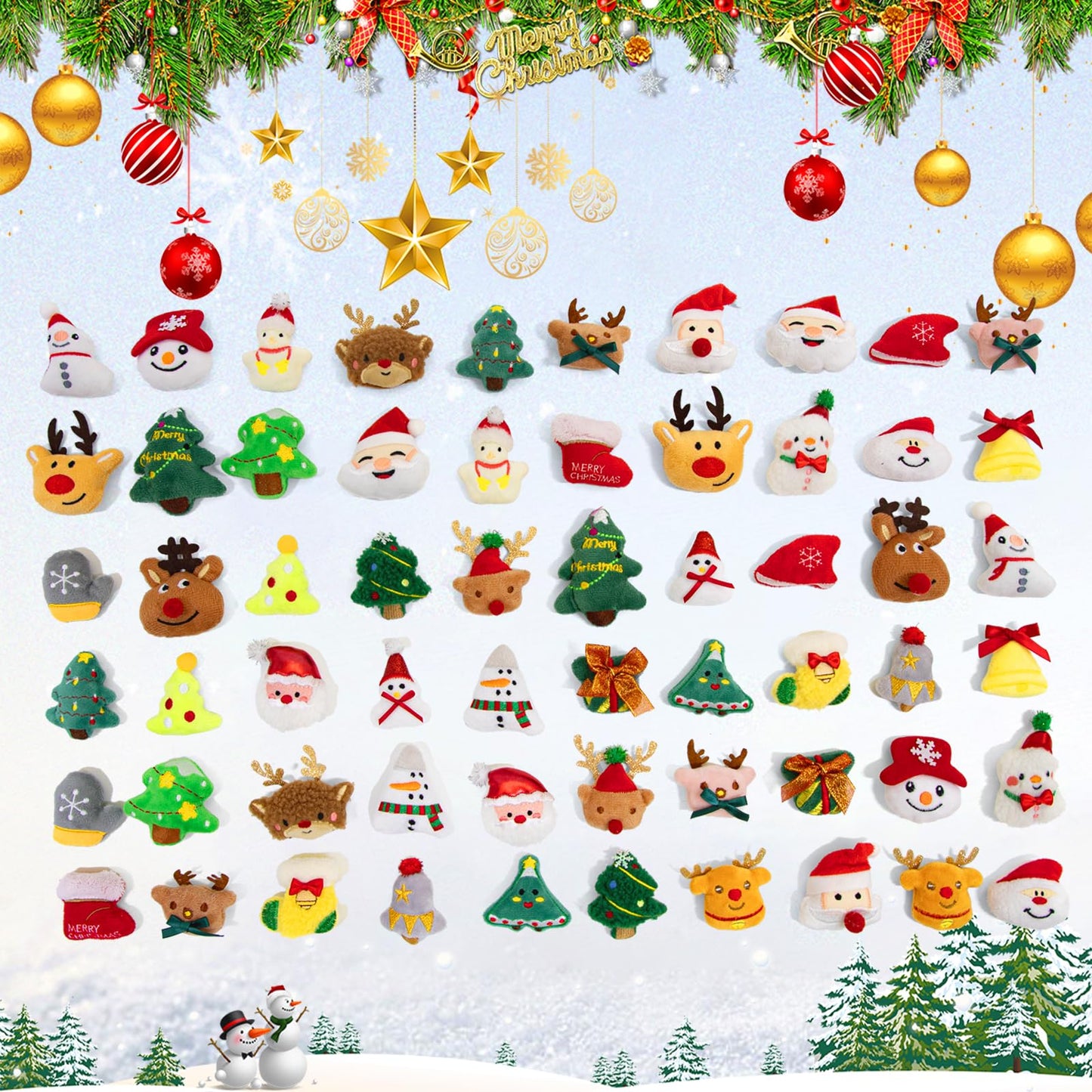Hsodnr 60-Pack Christmas Mini Plush Ornaments – Angel, Santa, Snowman & Reindeer