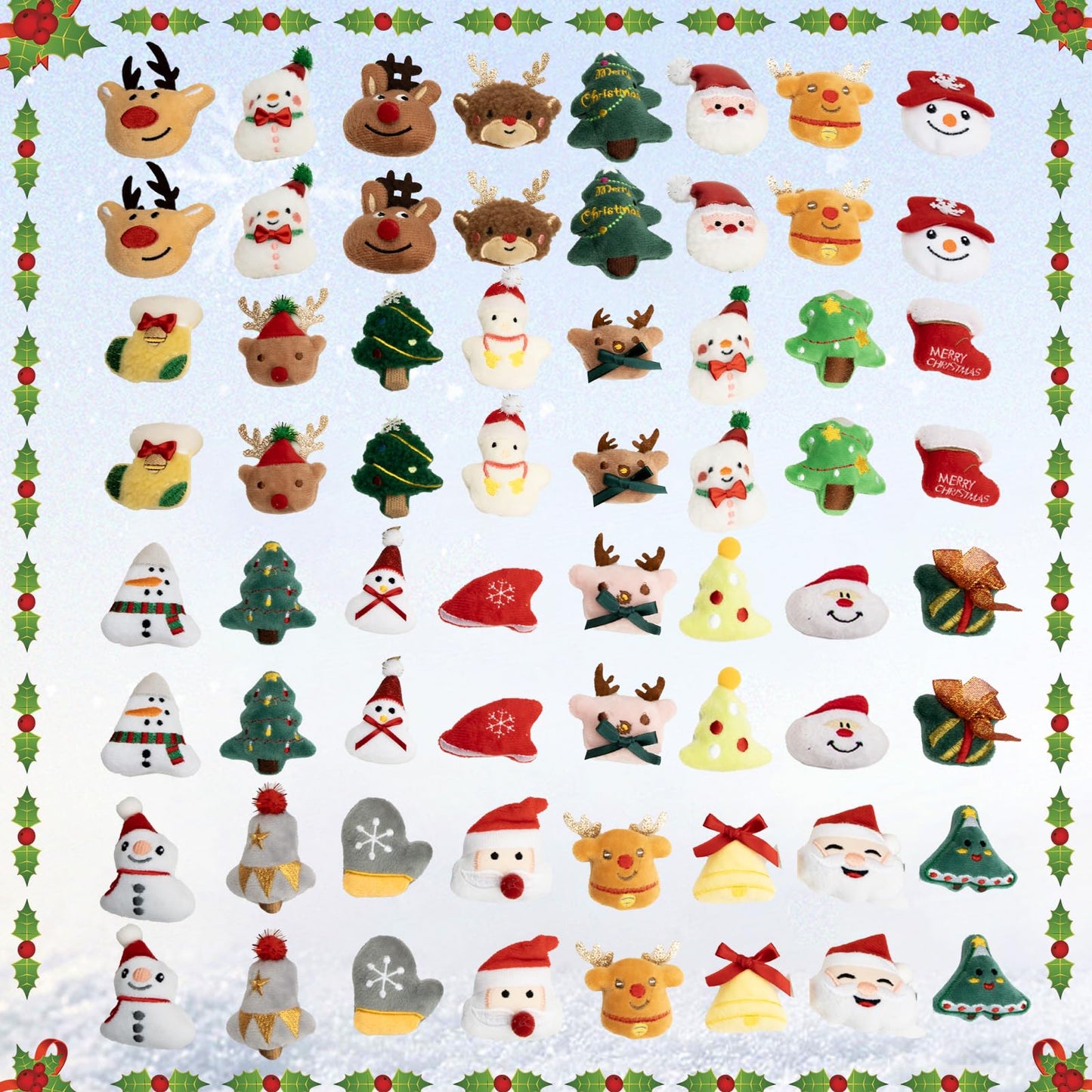 Hsodnr 60-Pack Christmas Mini Plush Ornaments – Angel, Santa, Snowman & Reindeer