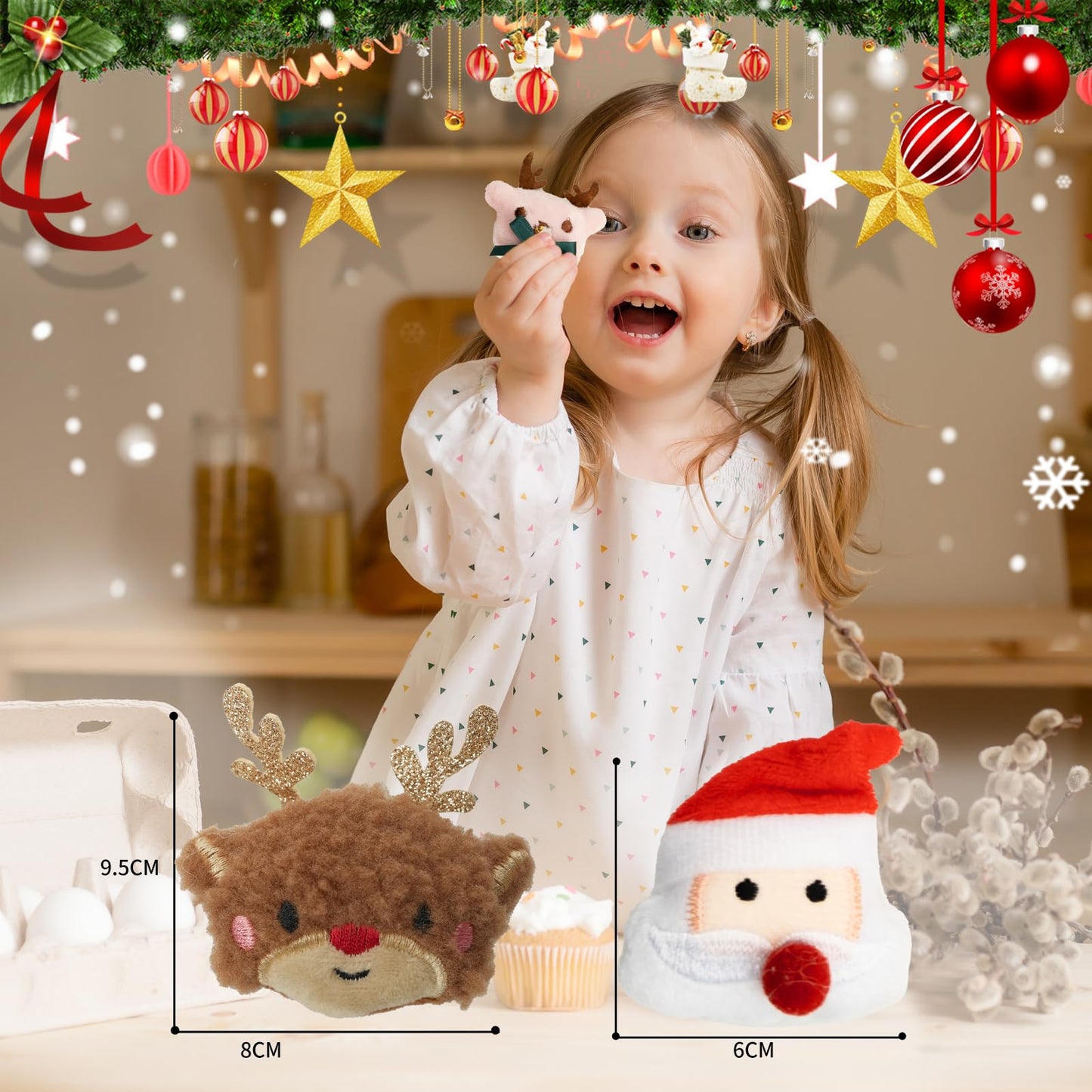 Hsodnr 60-Pack Christmas Mini Plush Ornaments – Angel, Santa, Snowman & Reindeer