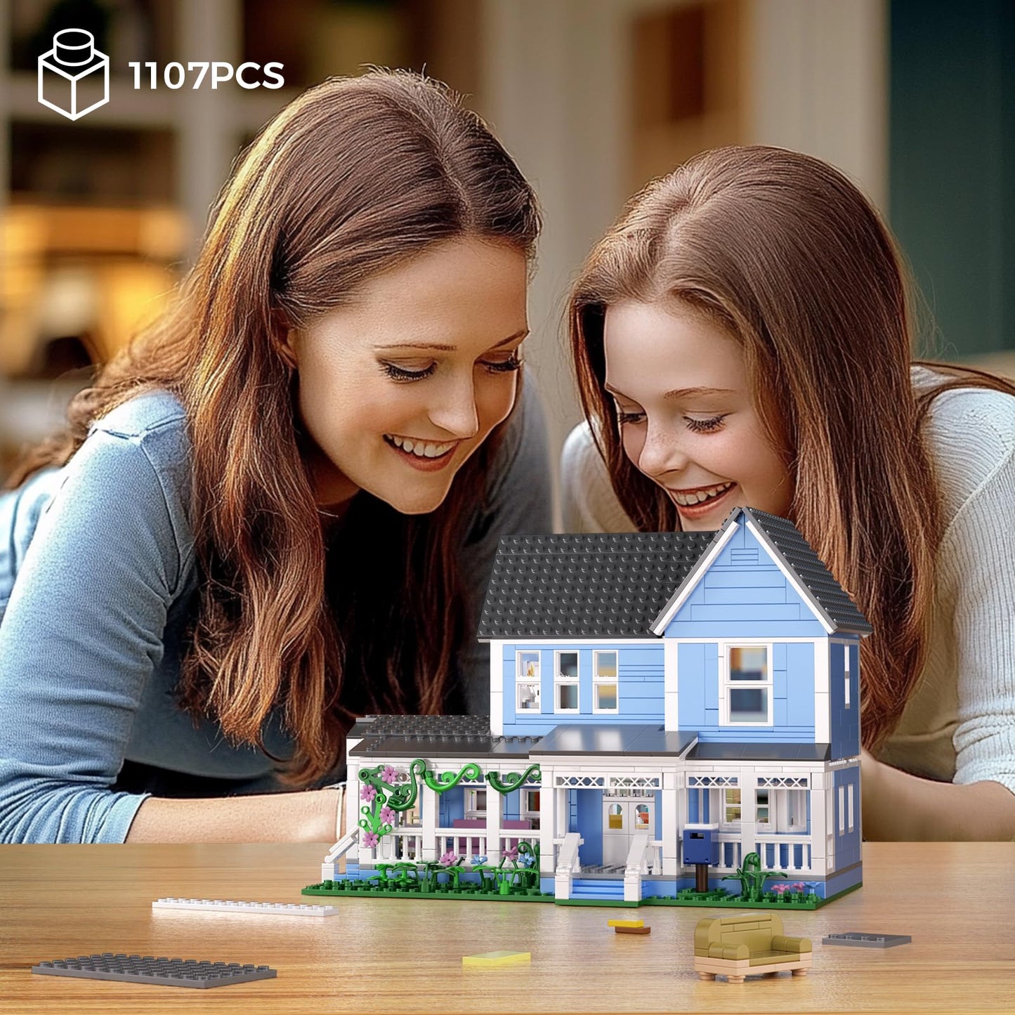 HTOWPMLS Gilmore House Block Set (1107 PCS) – LEGO-Compatible Lorelai & Stars Hollow Gift