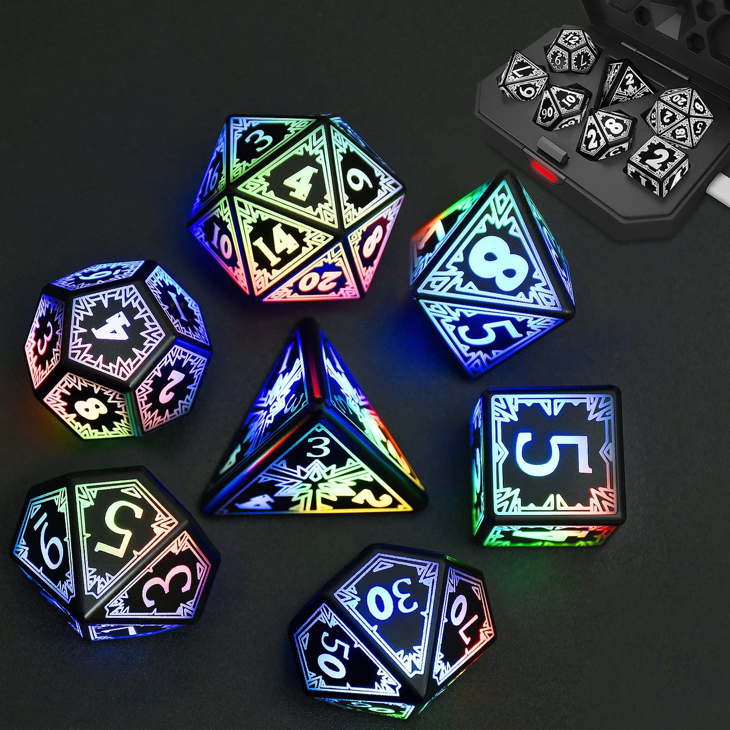 HTPOW Light Up LED Dice Set – Glow DND Dice for D&D & Tabletop RPGs