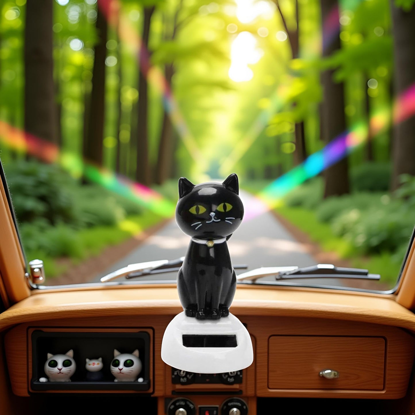 Htppzjr Solar Cat Toy Dancing — Eco-Friendly Car Dashboard & Desk Ornament