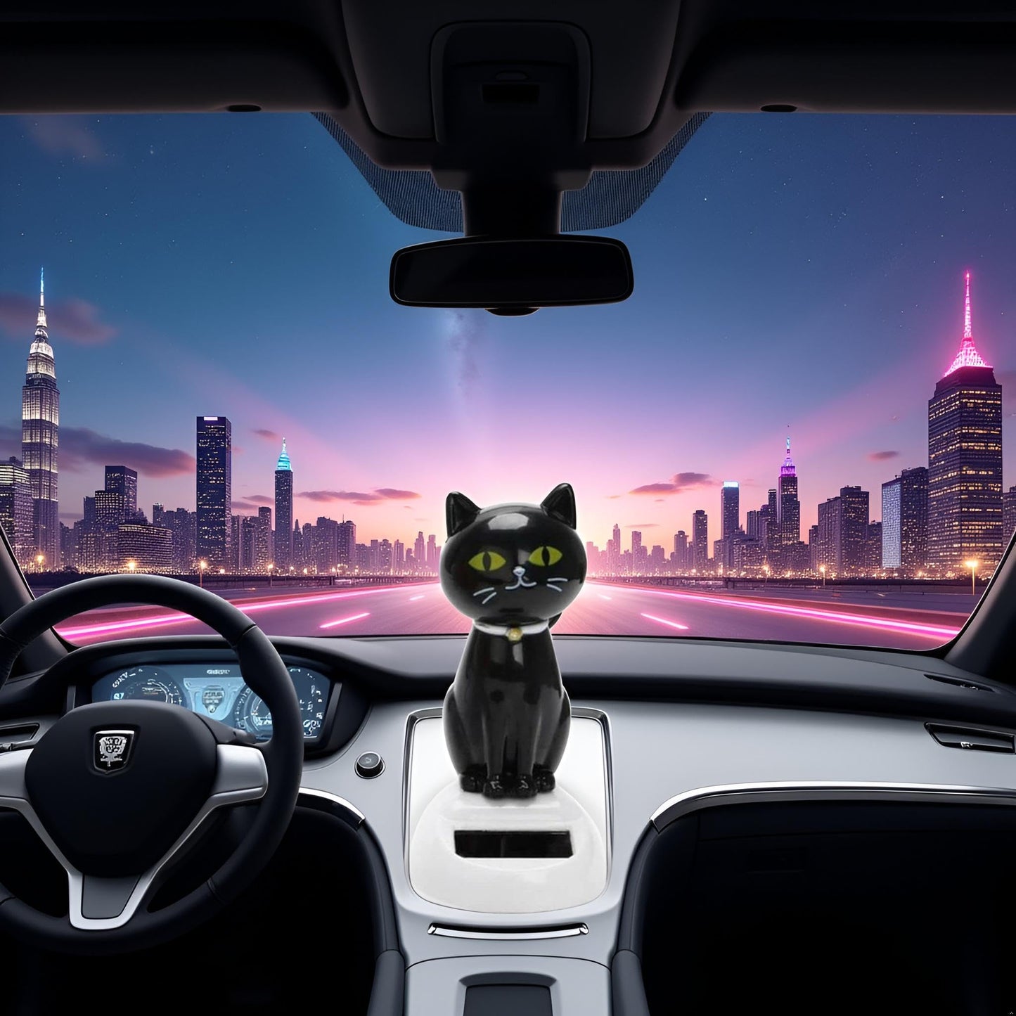 Htppzjr Solar Cat Toy Dancing — Eco-Friendly Car Dashboard & Desk Ornament
