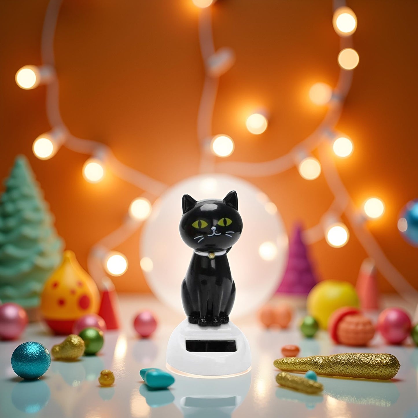 Htppzjr Solar Cat Toy Dancing — Eco-Friendly Car Dashboard & Desk Ornament
