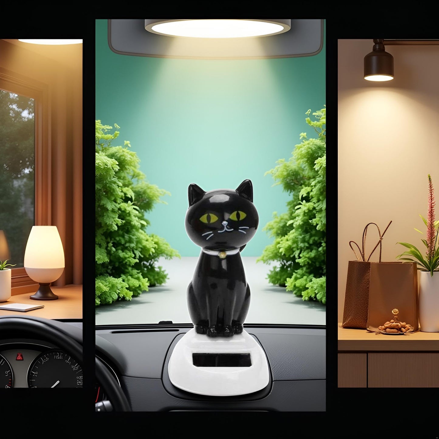 Htppzjr Solar Cat Toy Dancing — Eco-Friendly Car Dashboard & Desk Ornament