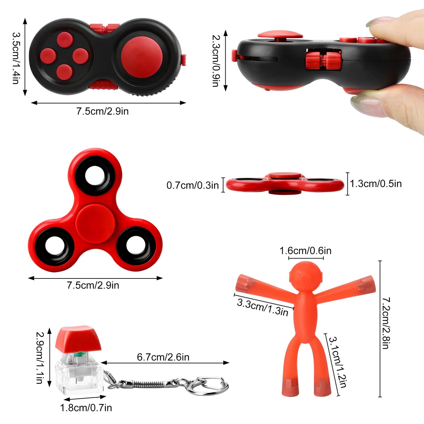 HTSHO Adult Fidget Toys - Car Ride Activities for Kids Aged 4-8 | Travel Essentials (Red)