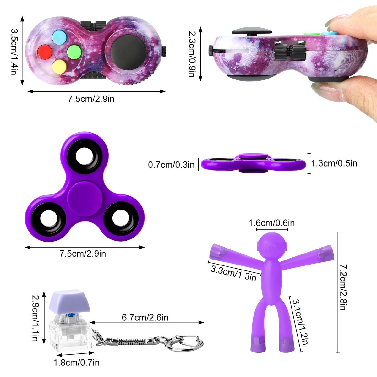 HTSHO Purple Adult Fidget Toys – Travel Pack for Kids, Teens & Adults