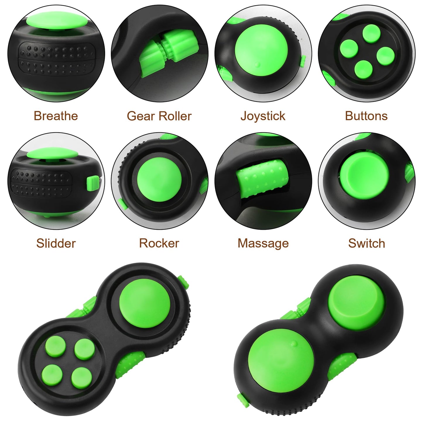 HTSHO Fidget Toys Pack – Green Travel Toys for Adults, Kids (Ages 4-8, 3-5)