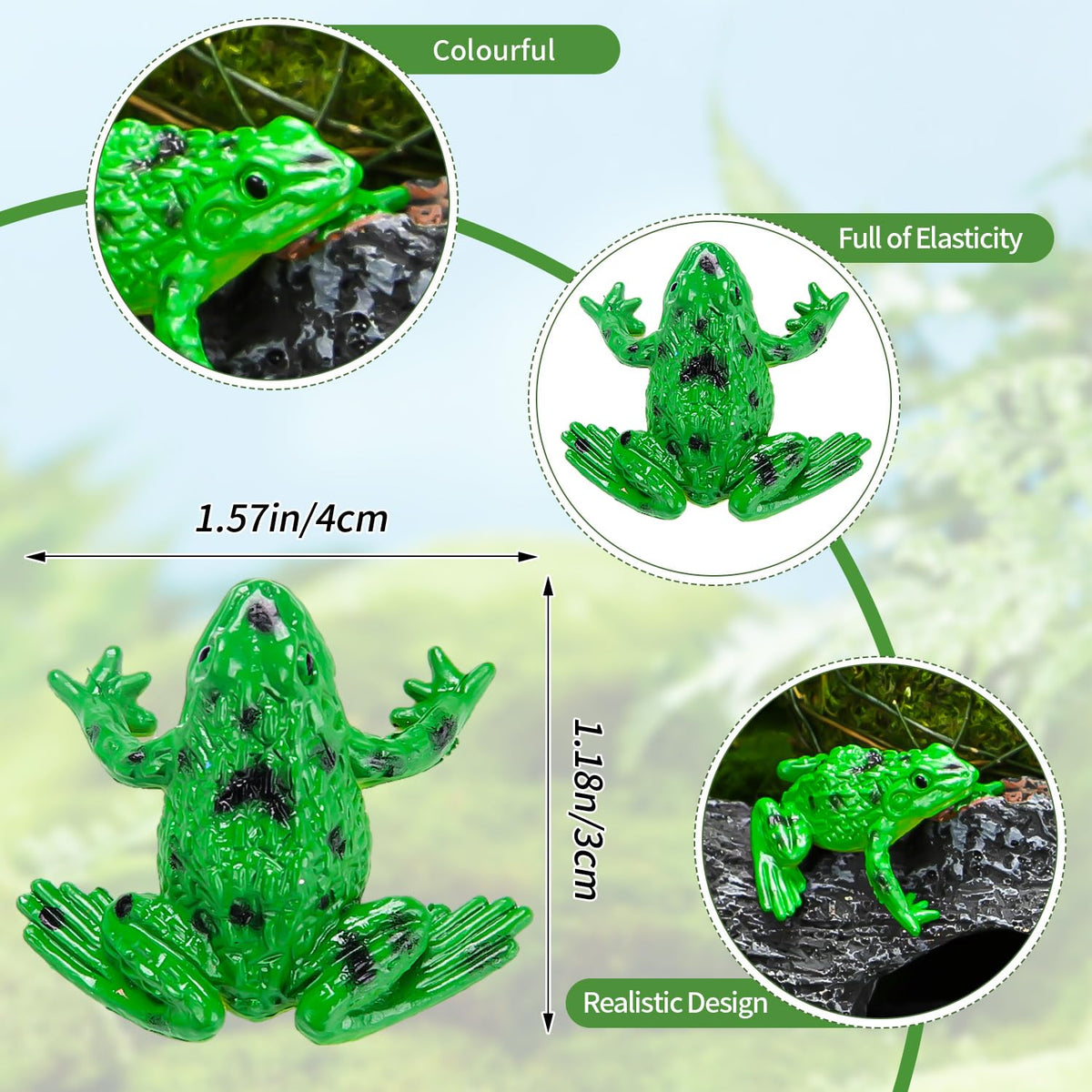 HTZNHXT 36Pcs Plastic Frogs Toy Set – Mini Resin Frog Figures for Dioramas