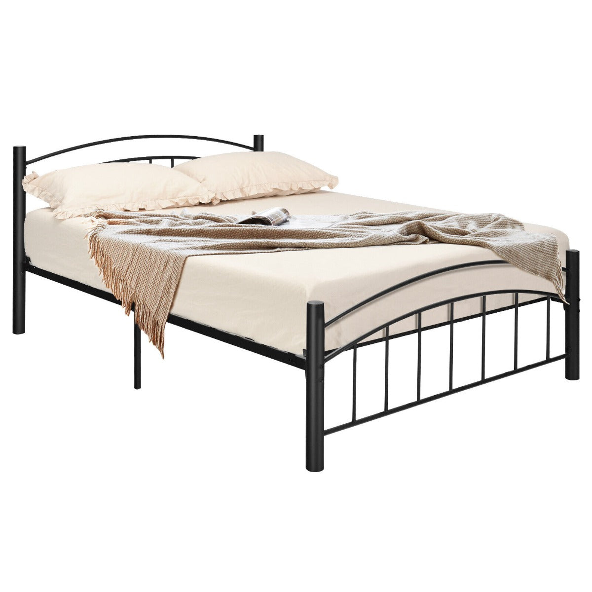 Metal Bed Frame Platform Bed with Headboard for Bedroom-Queen size