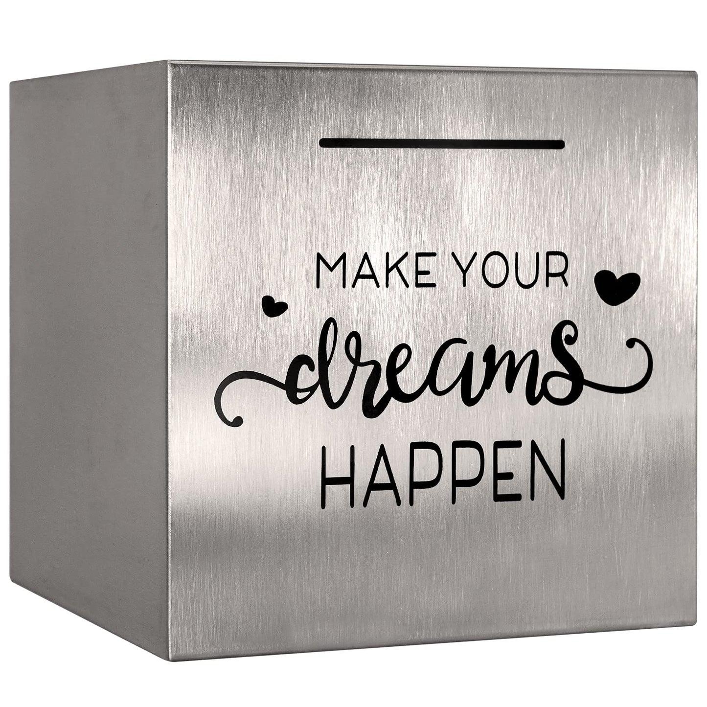 HuaArt Stainless Steel Piggy Bank – 4.72 inch Silvery, Sealed Savings for Adults