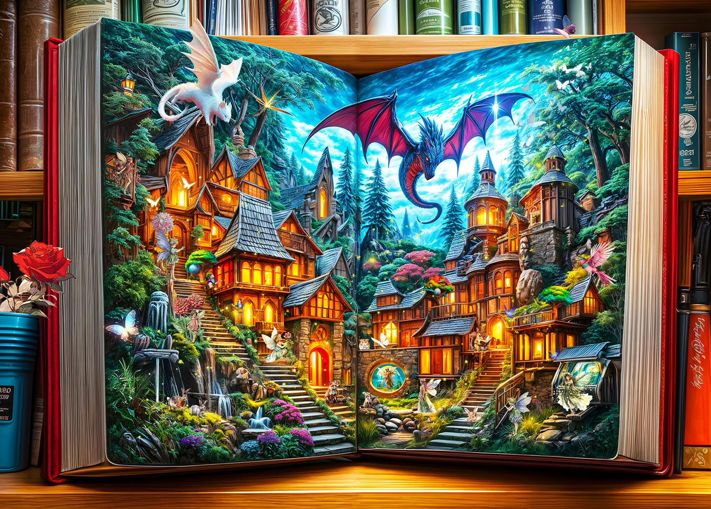 HUADADA 1000-Piece Jigsaw Puzzle for Adults – The Magic Book of Fairy Tales