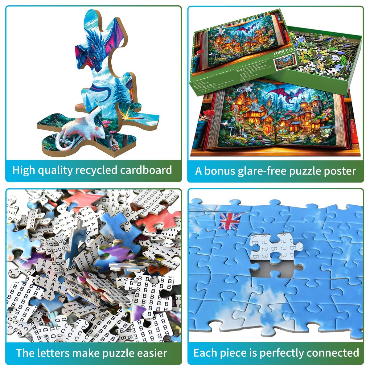 HUADADA 1000-Piece Jigsaw Puzzle for Adults – The Magic Book of Fairy Tales