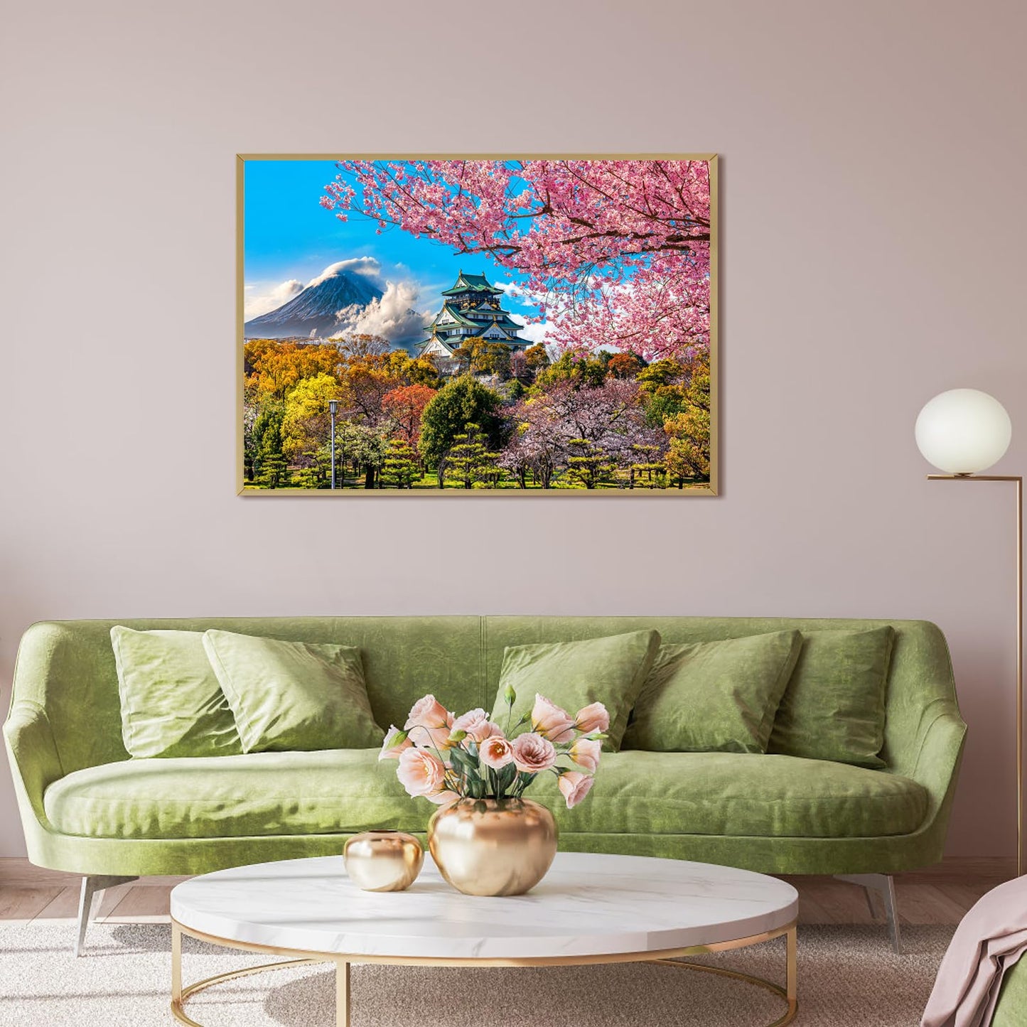 HUADADA 1000-Piece Puzzle: Cherry Blossoms at Osaka Castle – Jigsaw for Adults & Kids