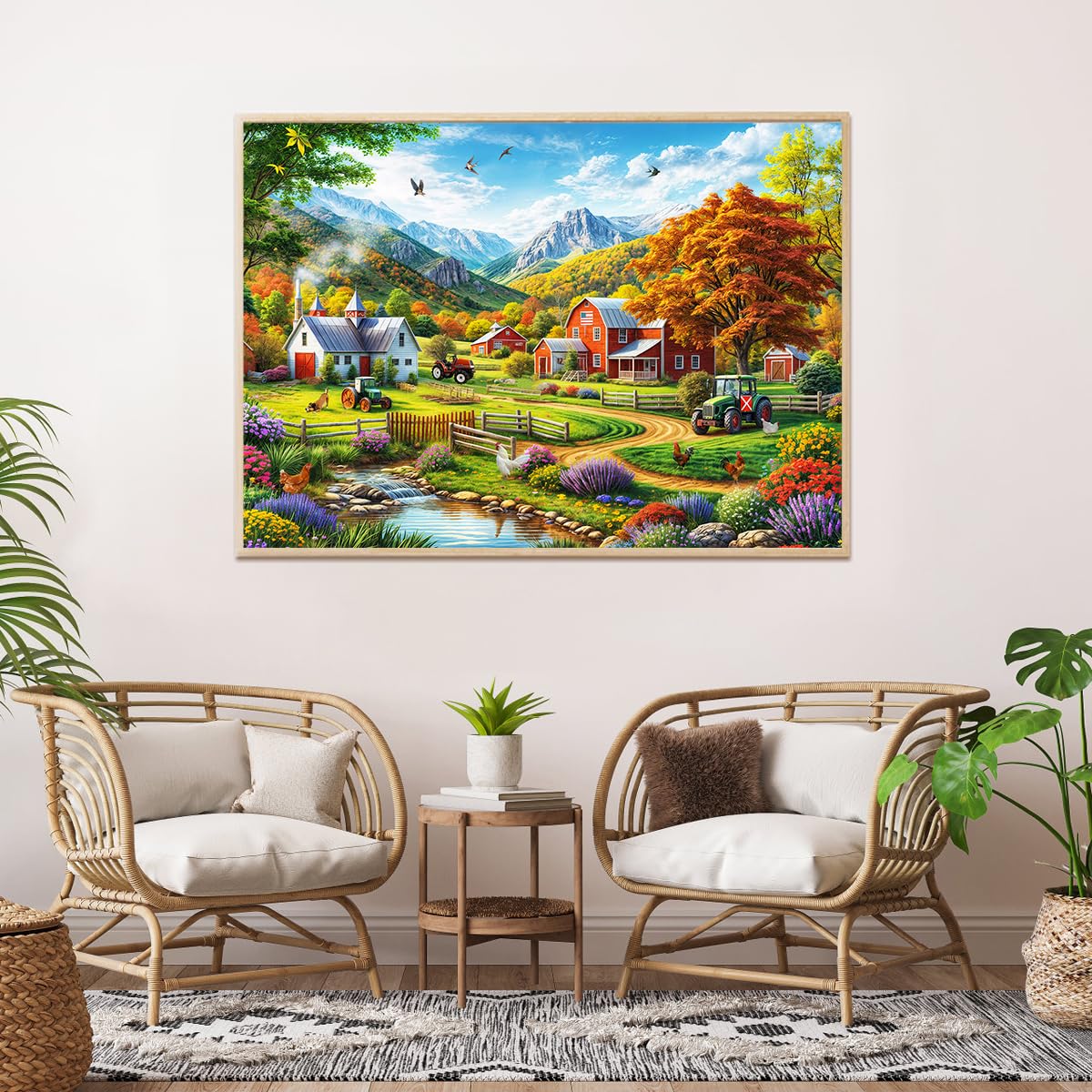 HUADADA 1000-Piece Puzzle - Country Life for Adults | Colorful Jigsaw Puzzles for Family Fun