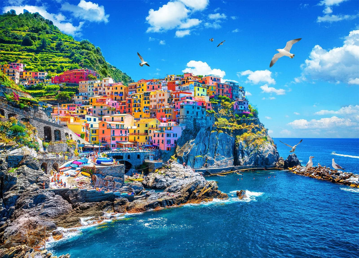 HUADADA 1000-Piece Cinque Terre Jigsaw Puzzle for Adults – Interlock, 27.5x19.6 Inches, 1:1 Poster